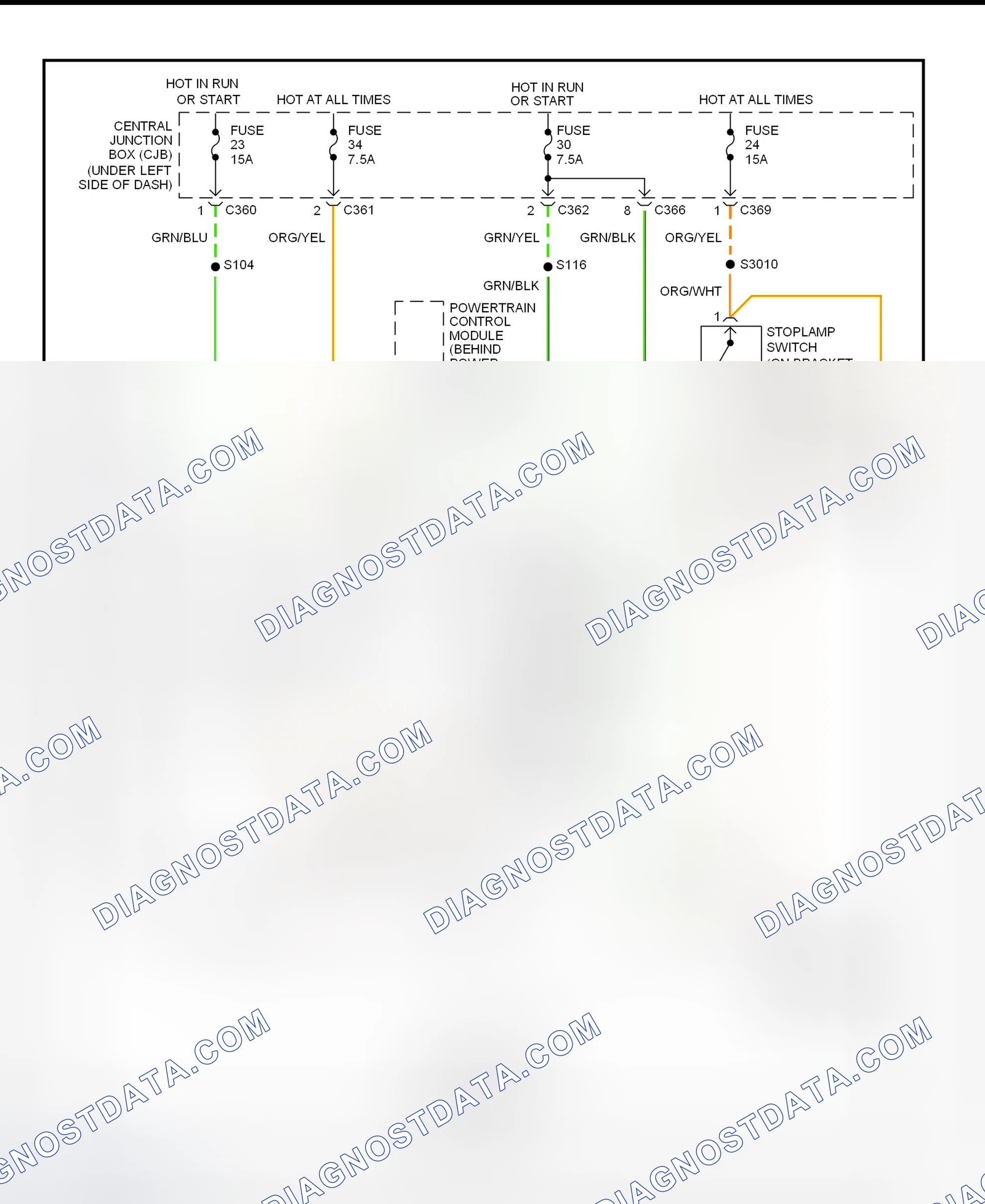 Fig. 13: Shift Interlock System Wiring Diagram (Contour & Mystique)