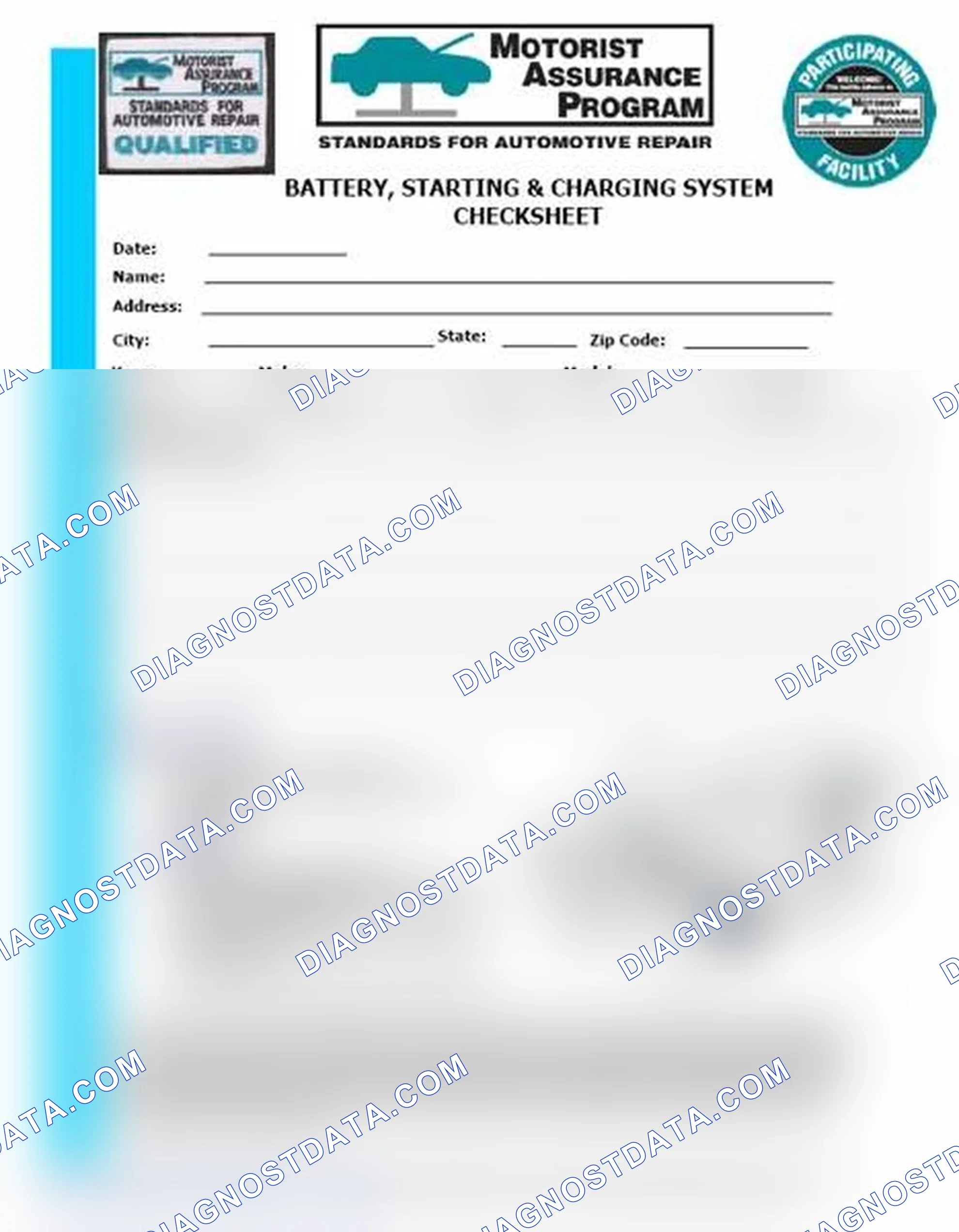 Scheme 3: Battery, Starting & Charging System Checksheet (1 Of 2)