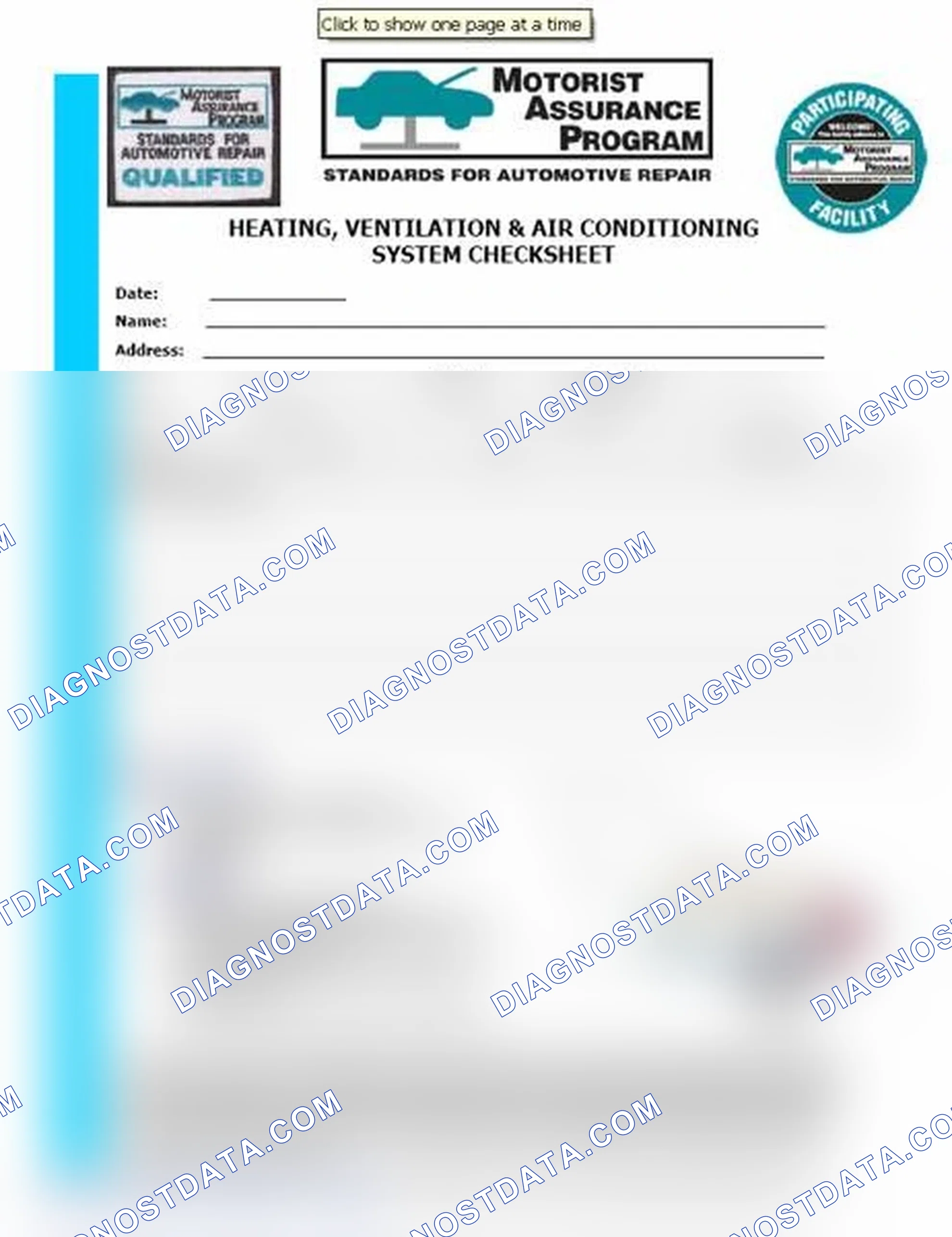 Scheme 15: Heating, Ventilation & Air Conditioning System Checksheet (1 Of 2)