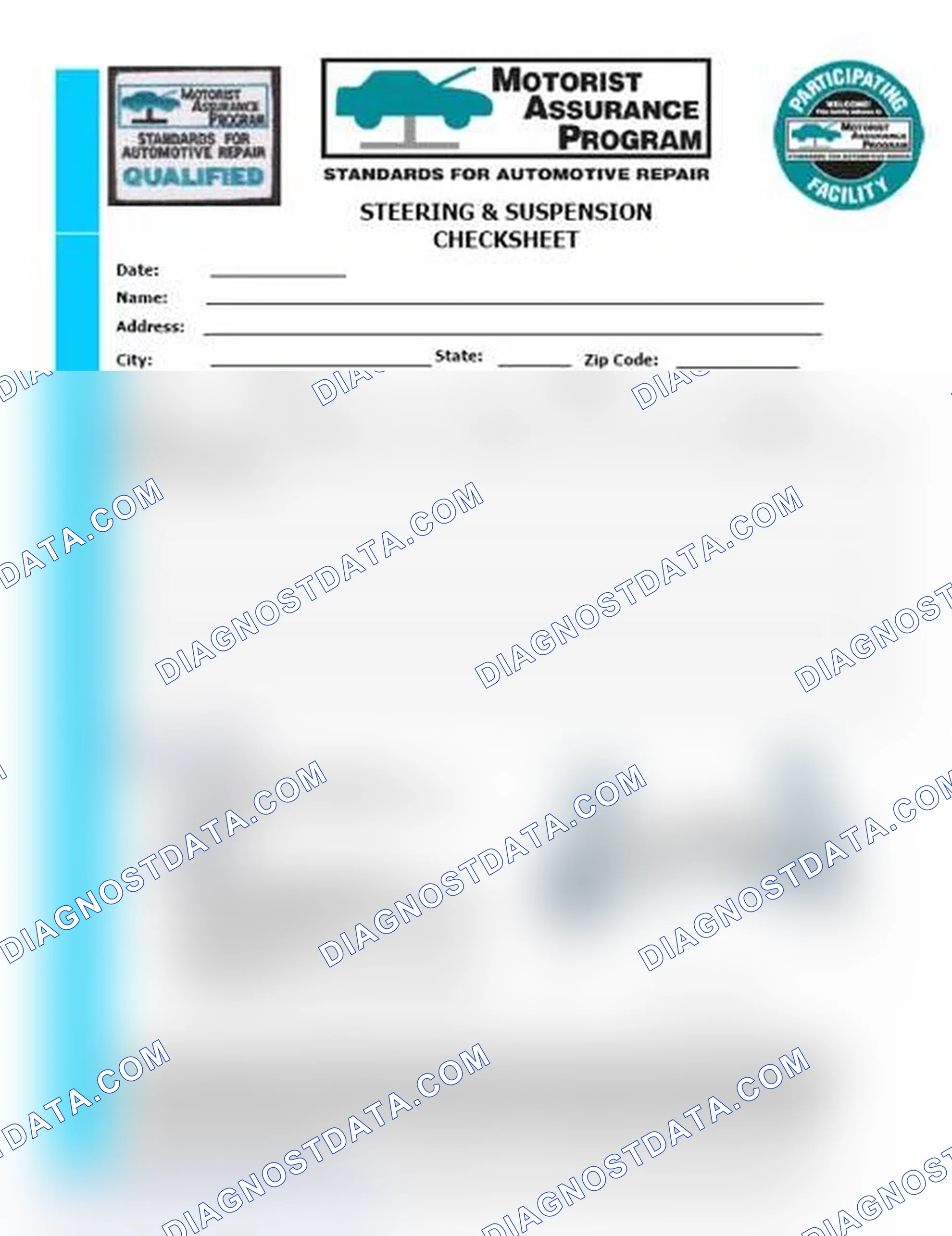 Scheme 11: Steering & Suspension Checksheet (1 Of 2)