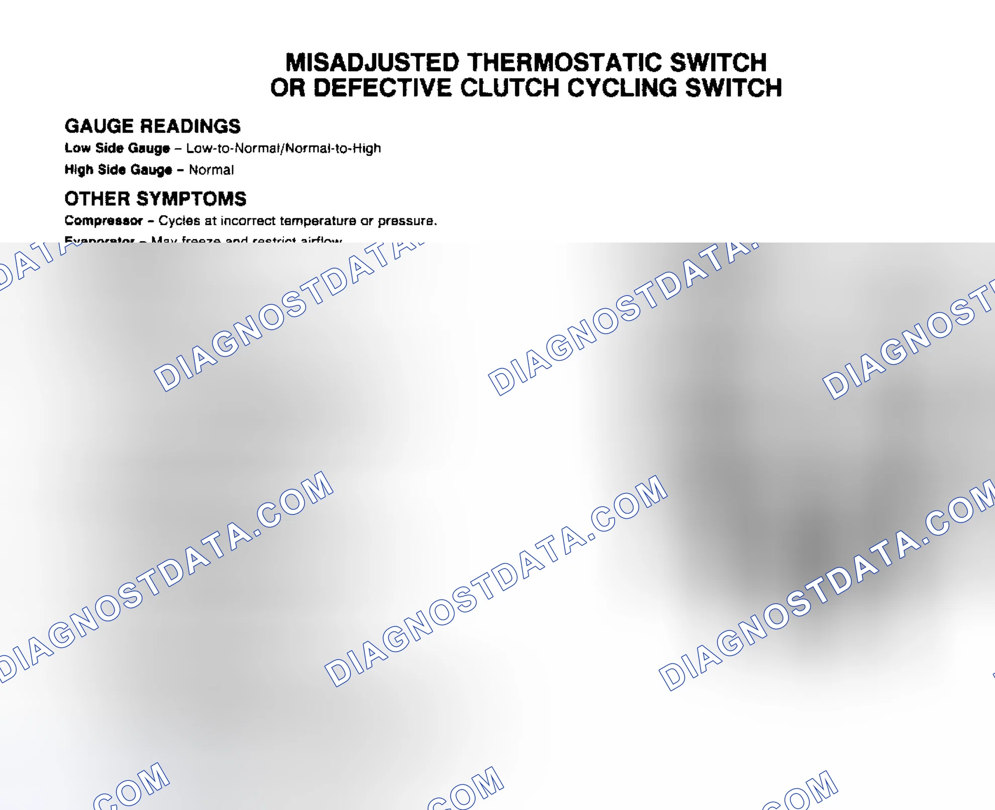 Scheme 3: Misadjusted Thermostatic Switch or Defective Clutch Cycling Switch Gauge Indications