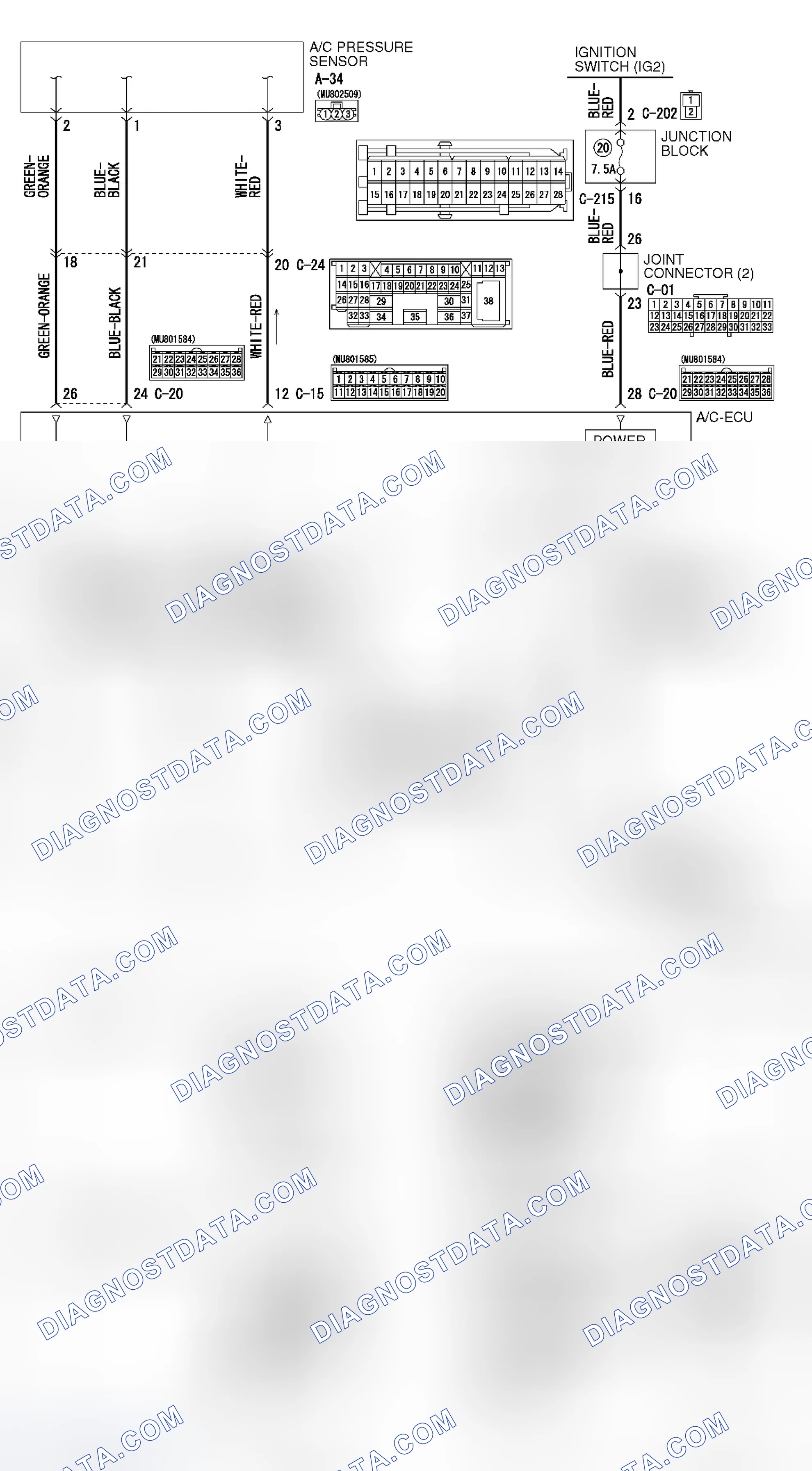 Scheme 62: DTC B1045: Air mixing damper control motor and potentiometer (activating system failure)