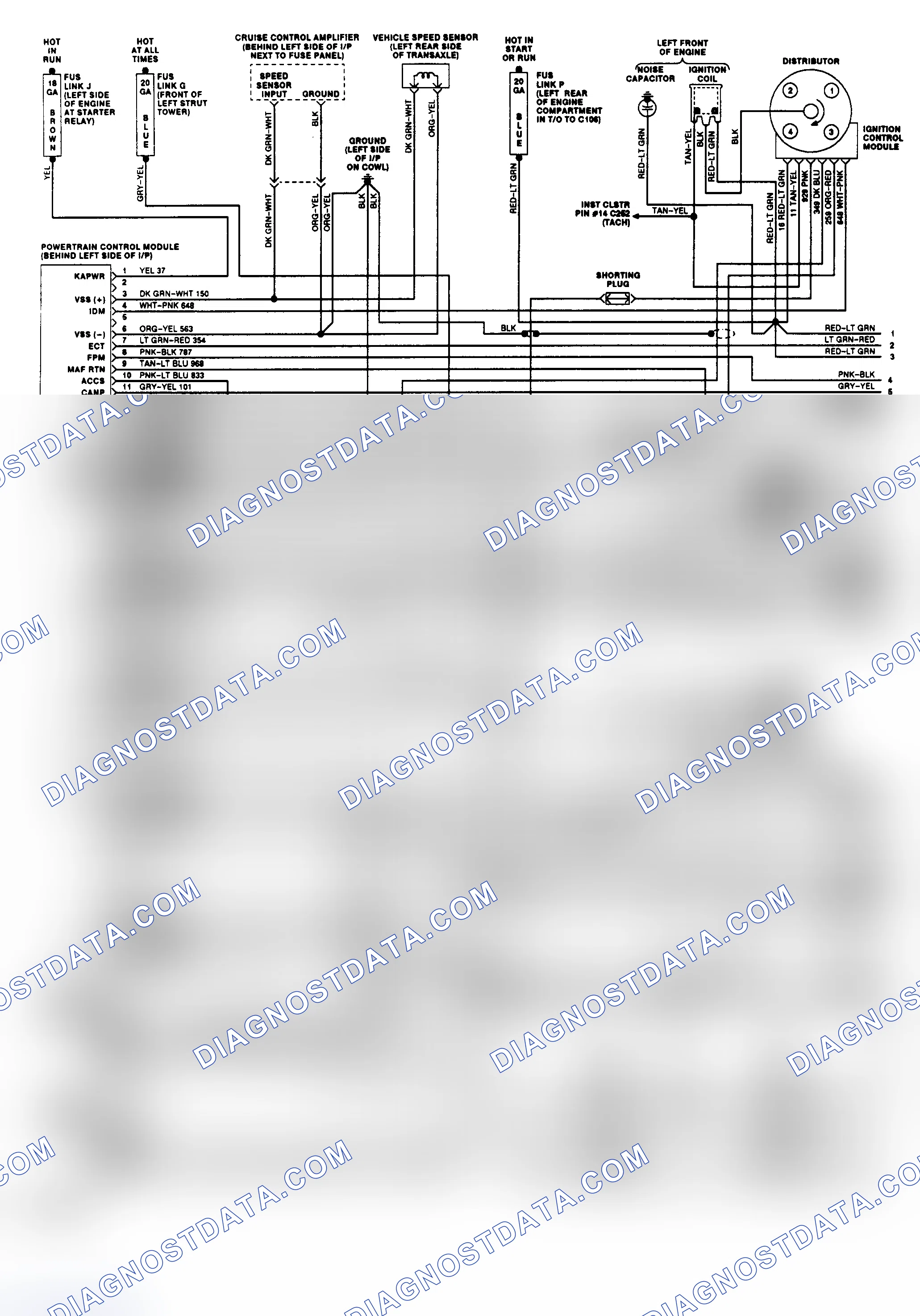 Scheme 153: EEC-IV Wiring Diagram (Tempo/Topaz 3.0L - 1 of 2)