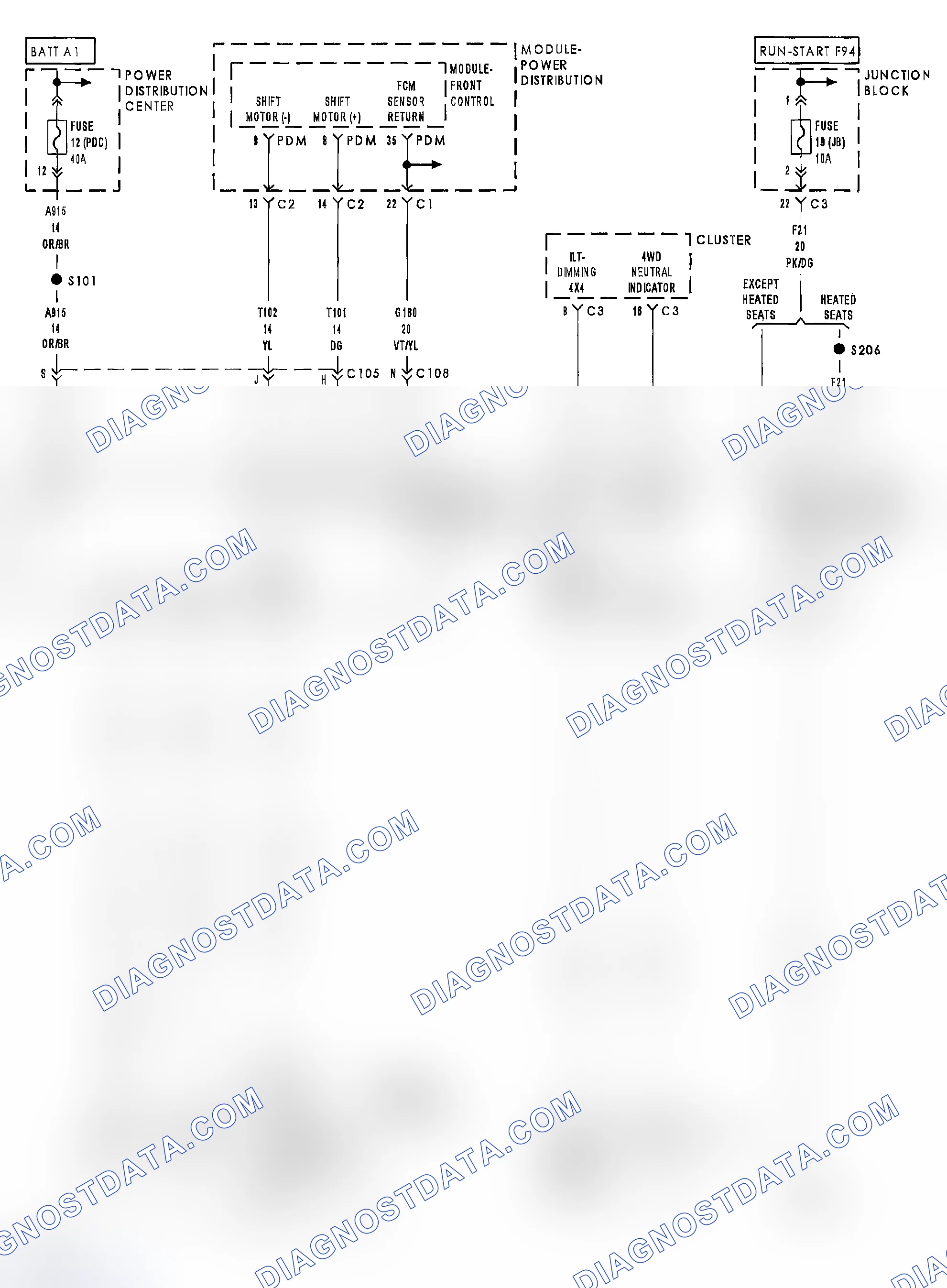Scheme 11: C140B- TRANSFER CASE MOTOR CONTROL CIRCUIT LOW