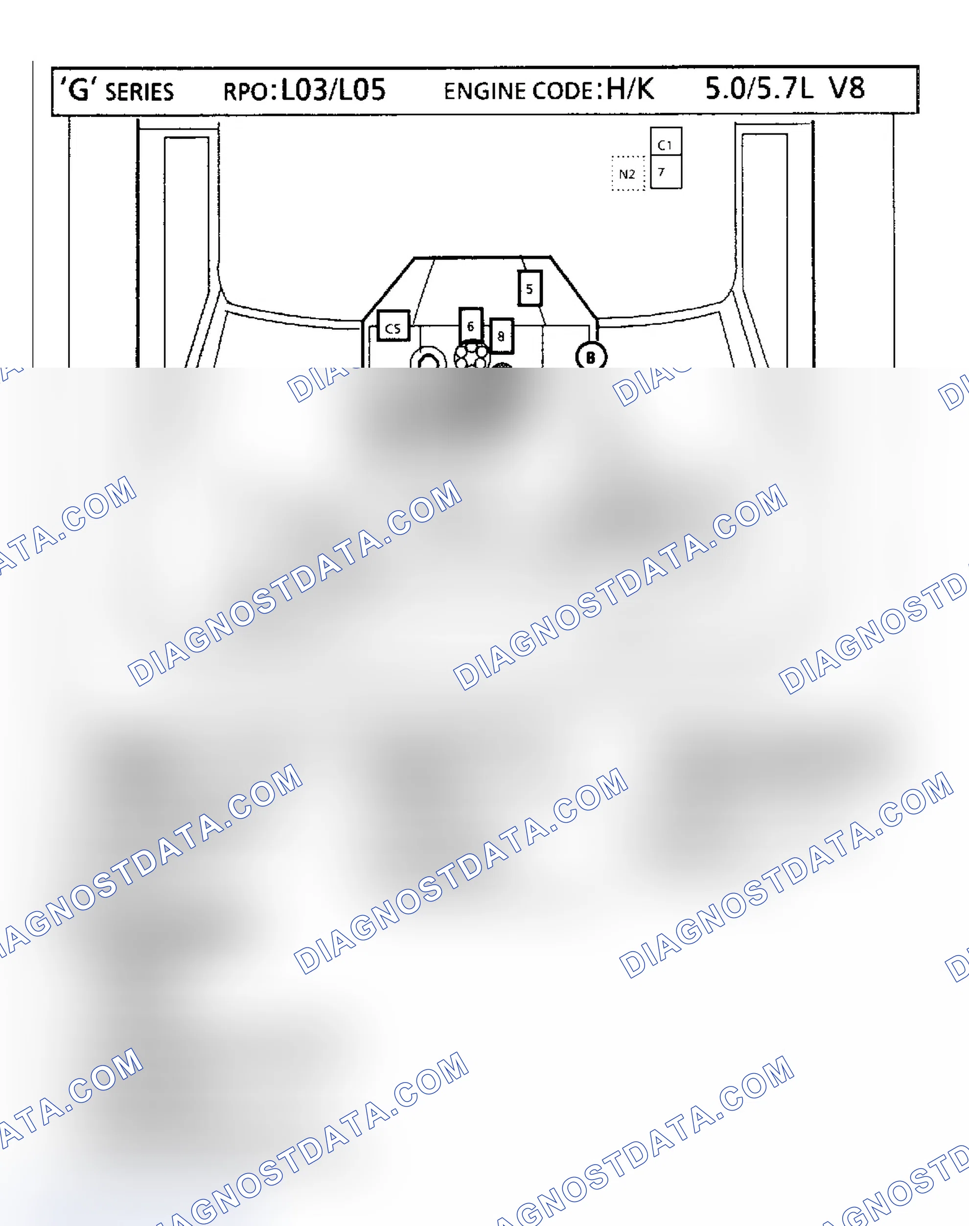 Scheme 96: 5.0L VIN "H"/5.7L VIN "K" "G" Series Van Component Locations