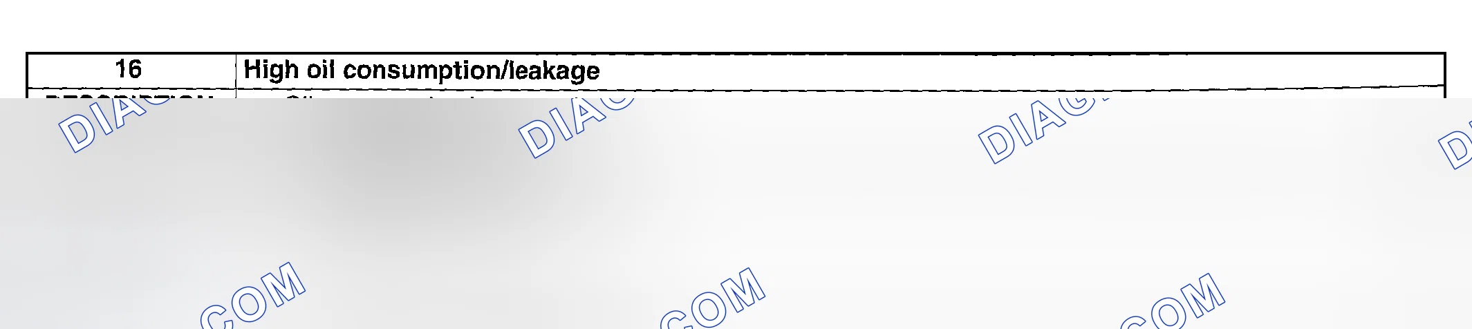 Scheme 294: NO. 16 HIGH OIL CONSUMPTION/LEAKAGE