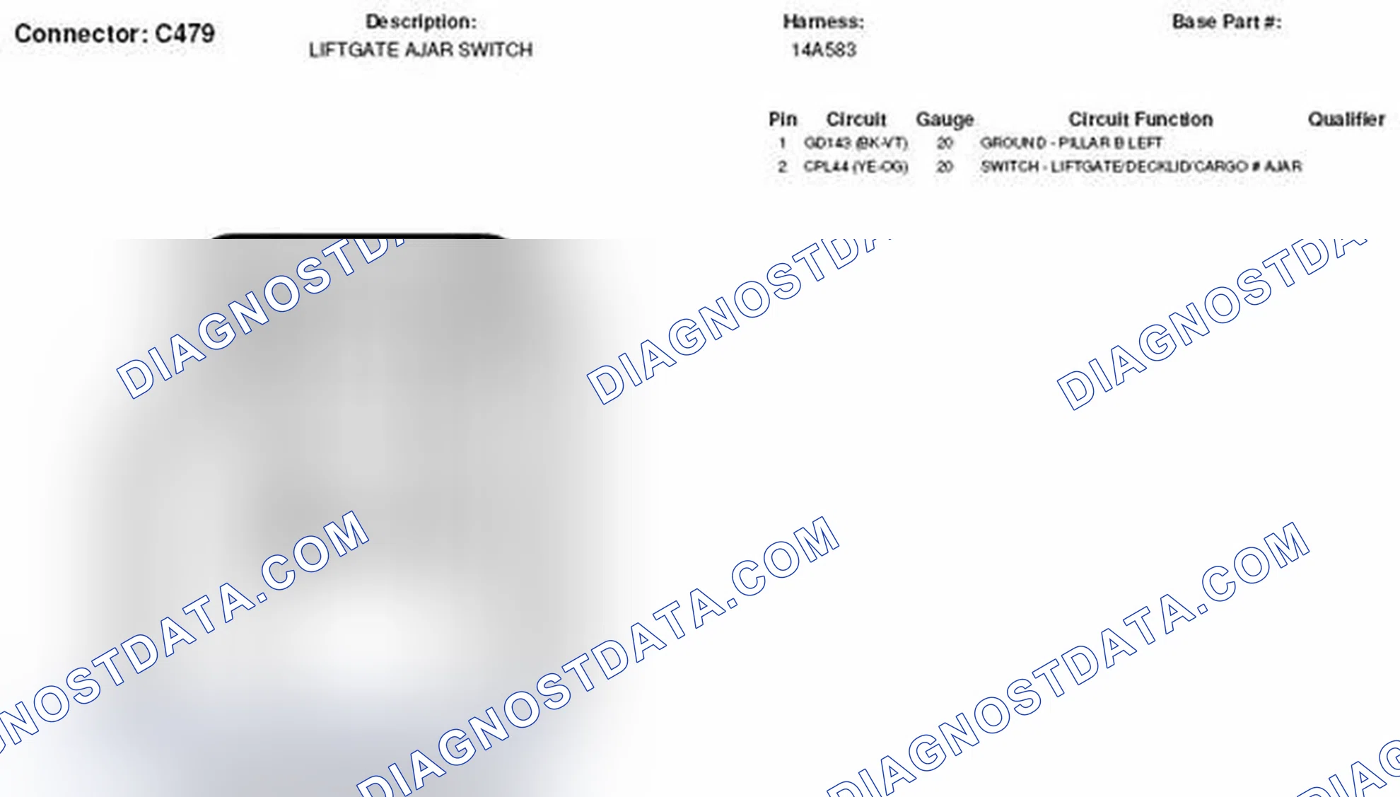 Scheme 198: Liftgate Ajar Switch Connector End View (C479)