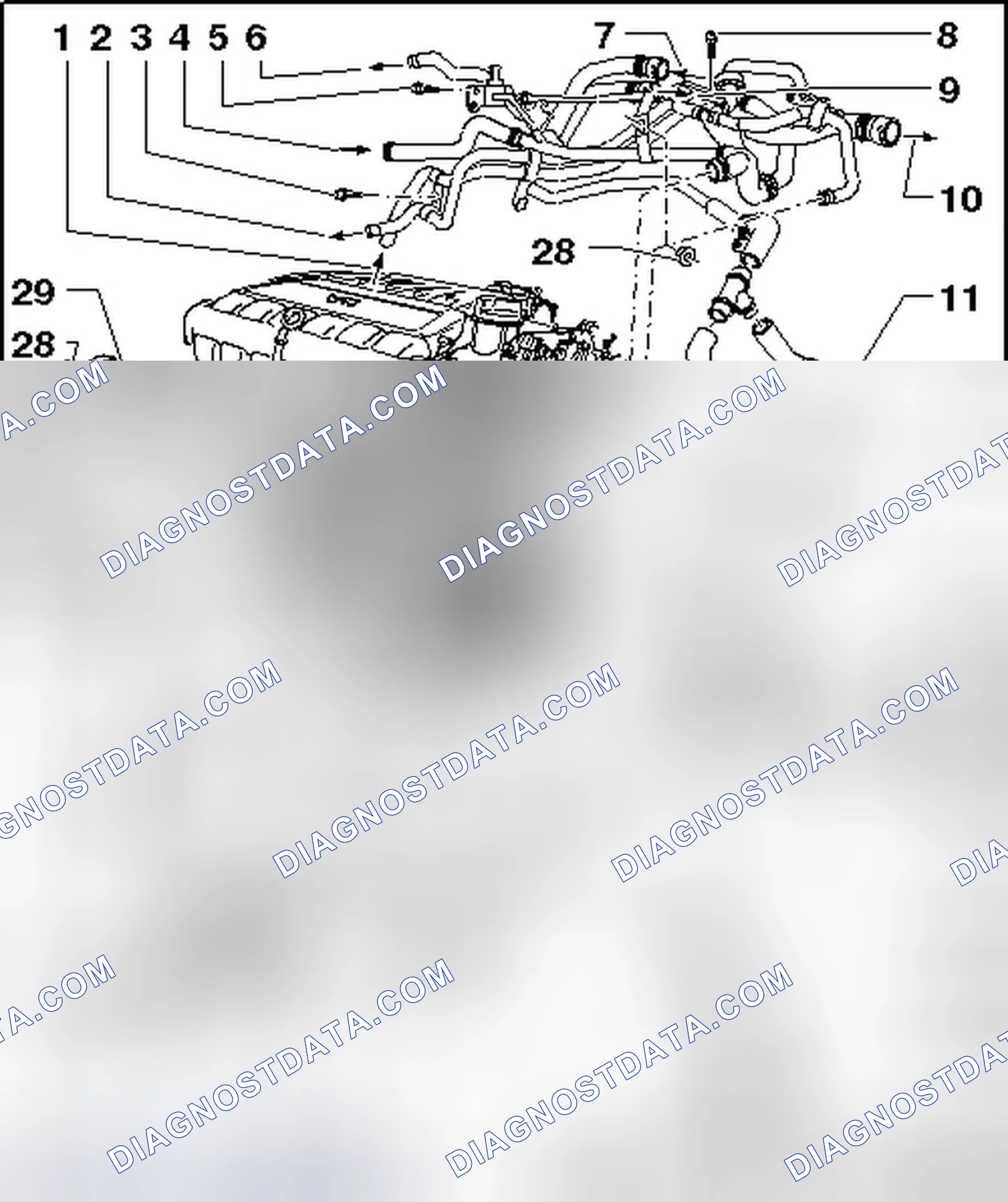Scheme 28: COOLING SYSTEM OVERVIEW, ENGINE SIDE