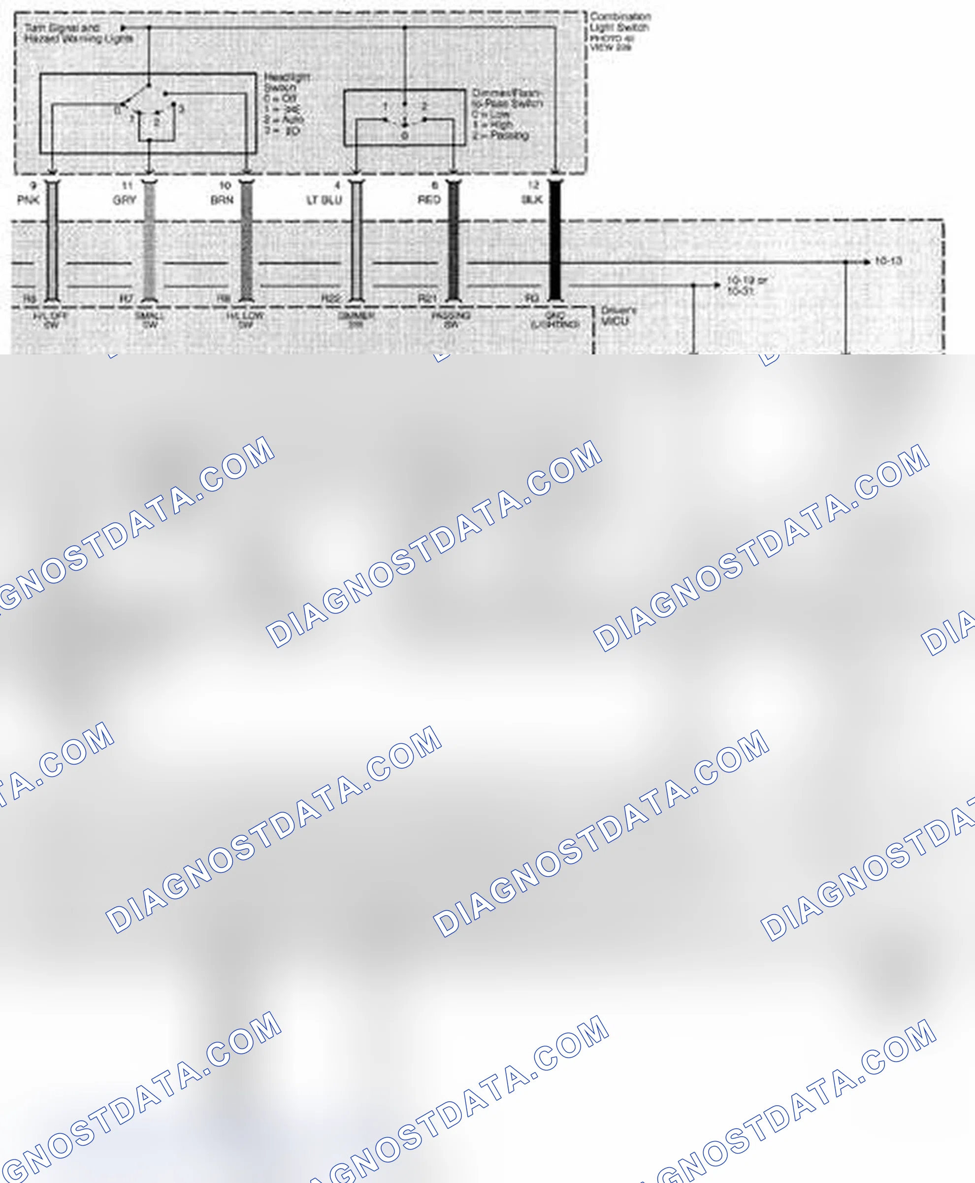 Scheme 333: Exterior Lights Circuit Diagram - Headlights (Page 110-1)