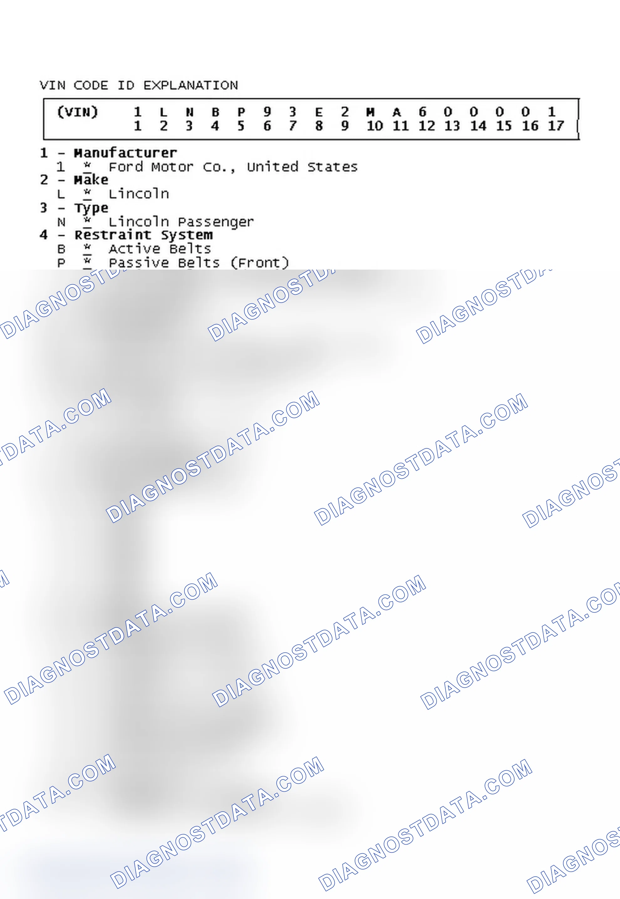 Scheme 2: VIN Code ID Explanation