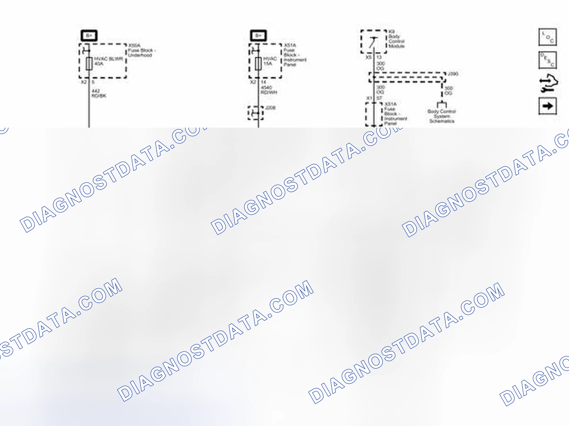Scheme 93: Power, Ground, Blower Control, Serial Data and Sunload Sensor