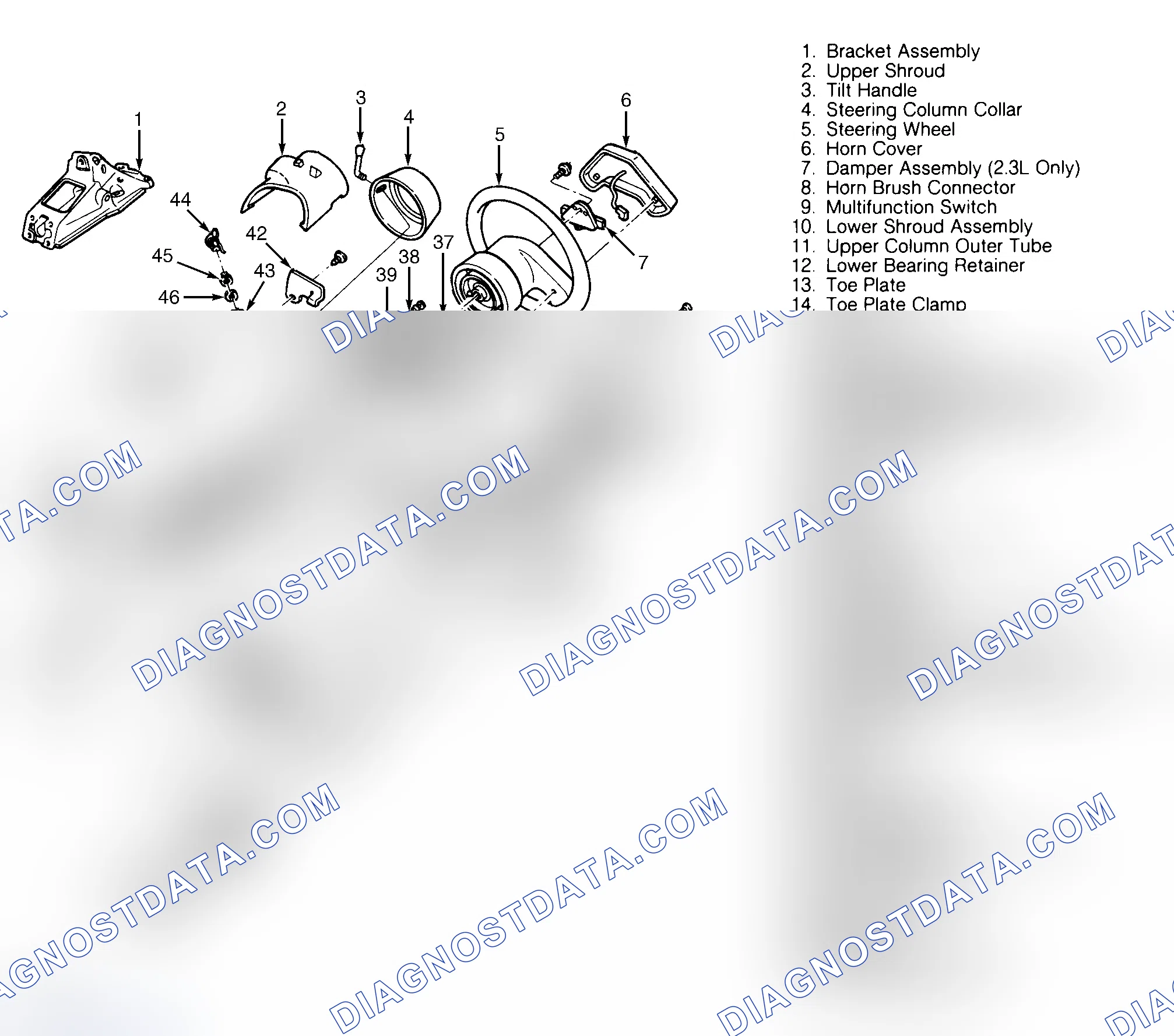 Fig. 6: View Of Tilt Steering Column With M/T (Explorer & Ranger)