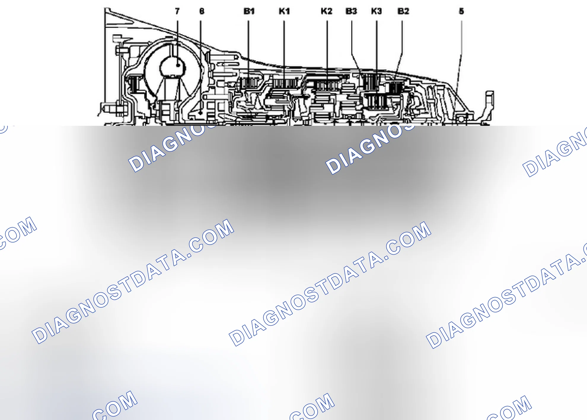 Scheme 194: Automatic transmission (AT), location of mechanical parts - GF27.10-P-0001-07G