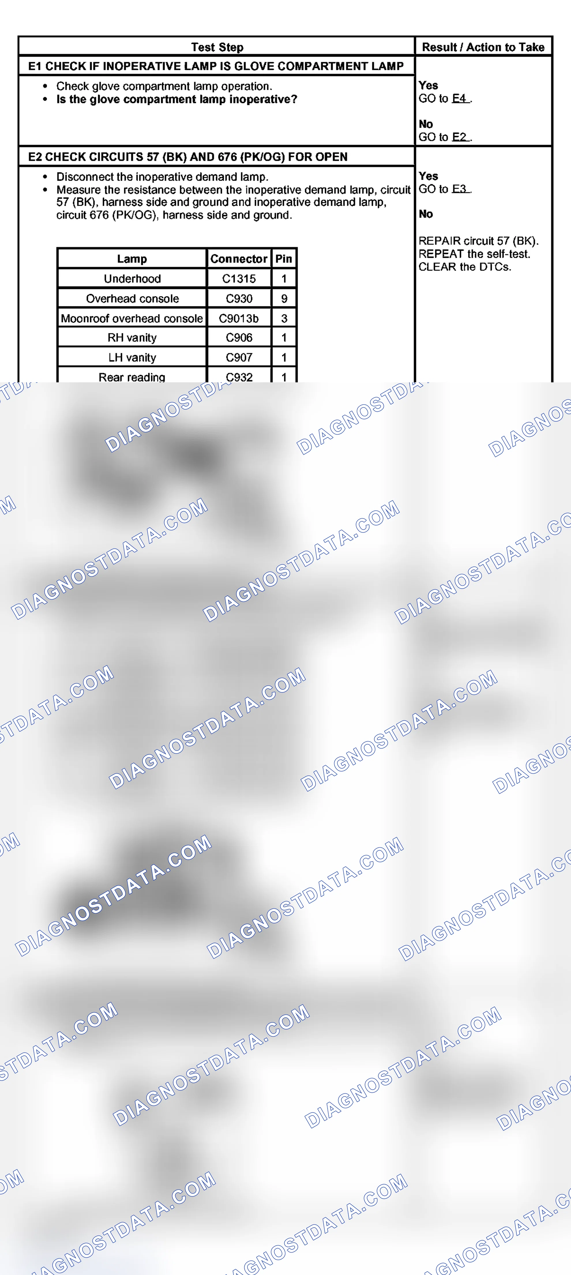 Scheme 10: PINPOINT TEST E: THE INDIVIDUAL DEMAND LIGHTING LAMP IS INOPERATIVE