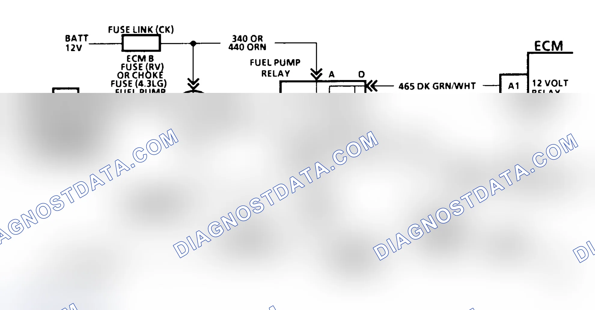 Scheme 86: Code 54 Schematic (C, K, R, V, G, & P Series W/O 4L80-E Trans) Fuel Pump Circuit