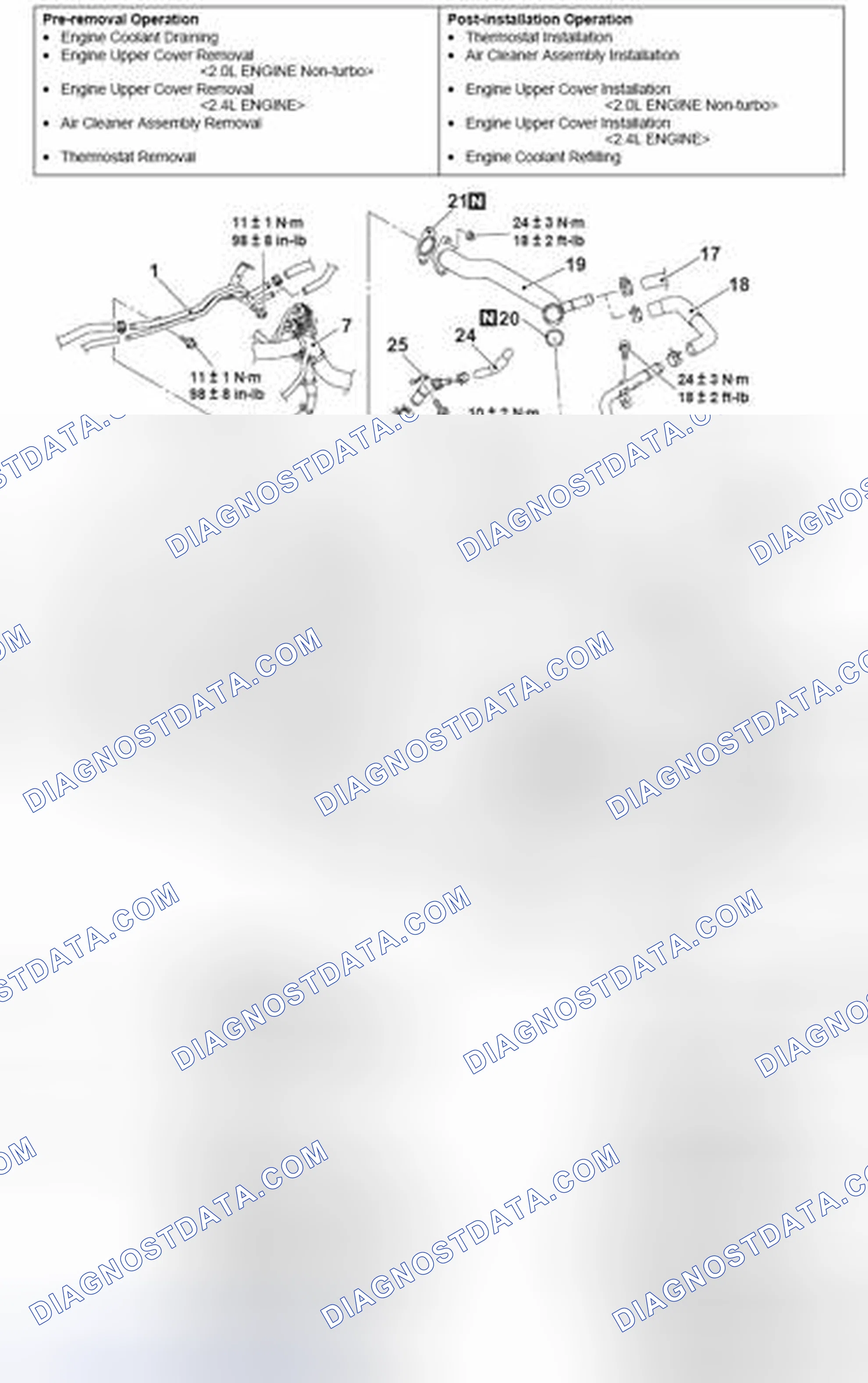 Scheme 52: REMOVAL AND INSTALLATION - 2.0L ENGINE NON-TURBO, 2.4L ENGINE