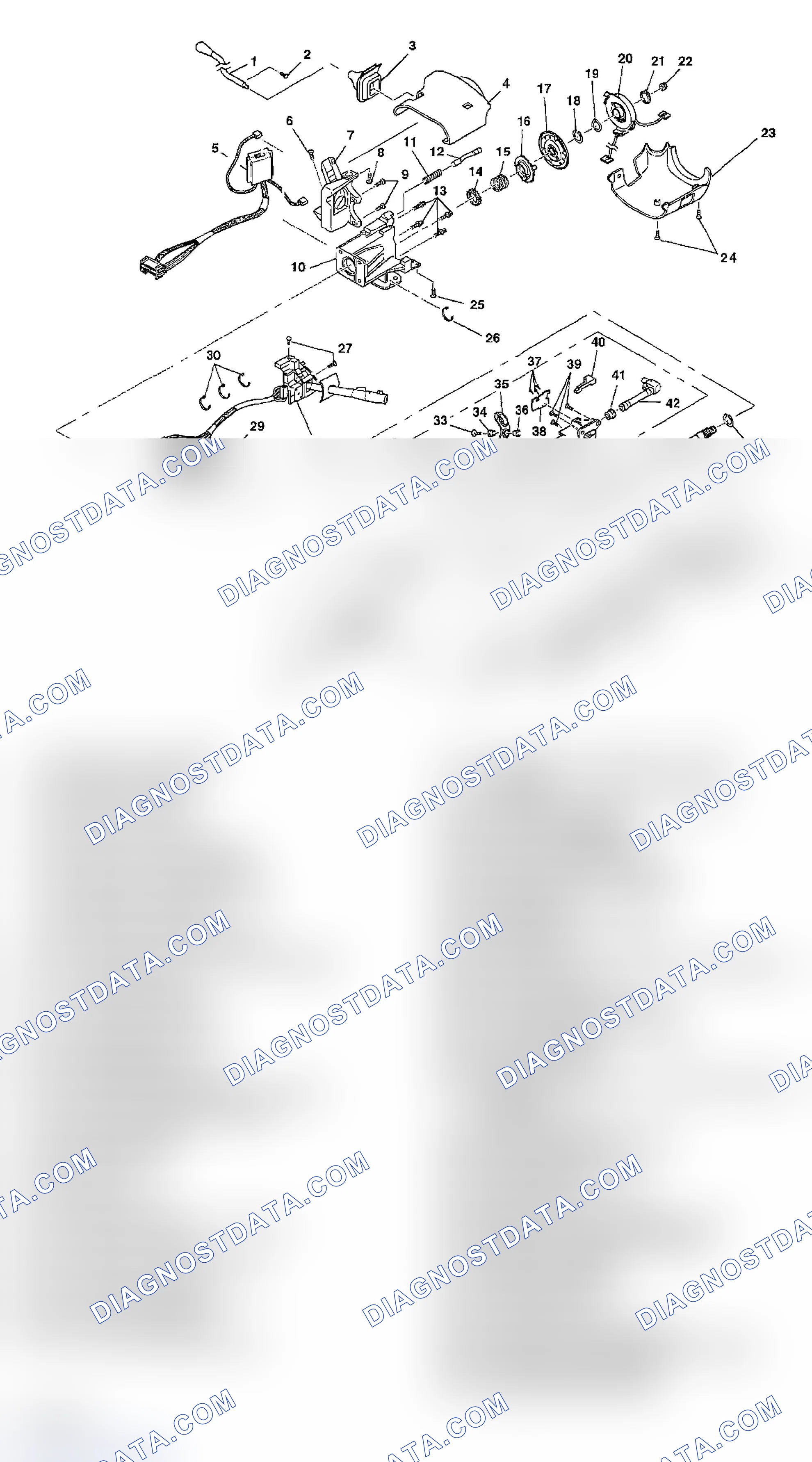 Scheme 3: STANDARD STEERING COLUMN DISASSEMBLED VIEW (COLUMN SHIFT AND FLOOR SHIFT)