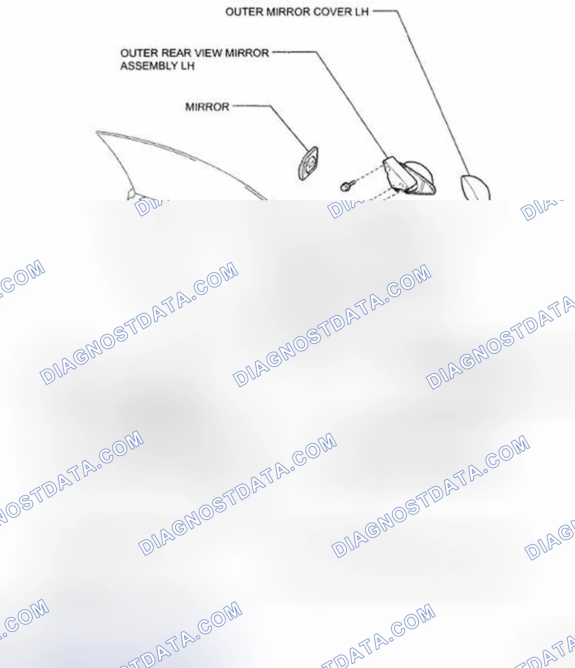 Fig. 43: Identifying Outer Rear View Mirror Components With Torque Specification