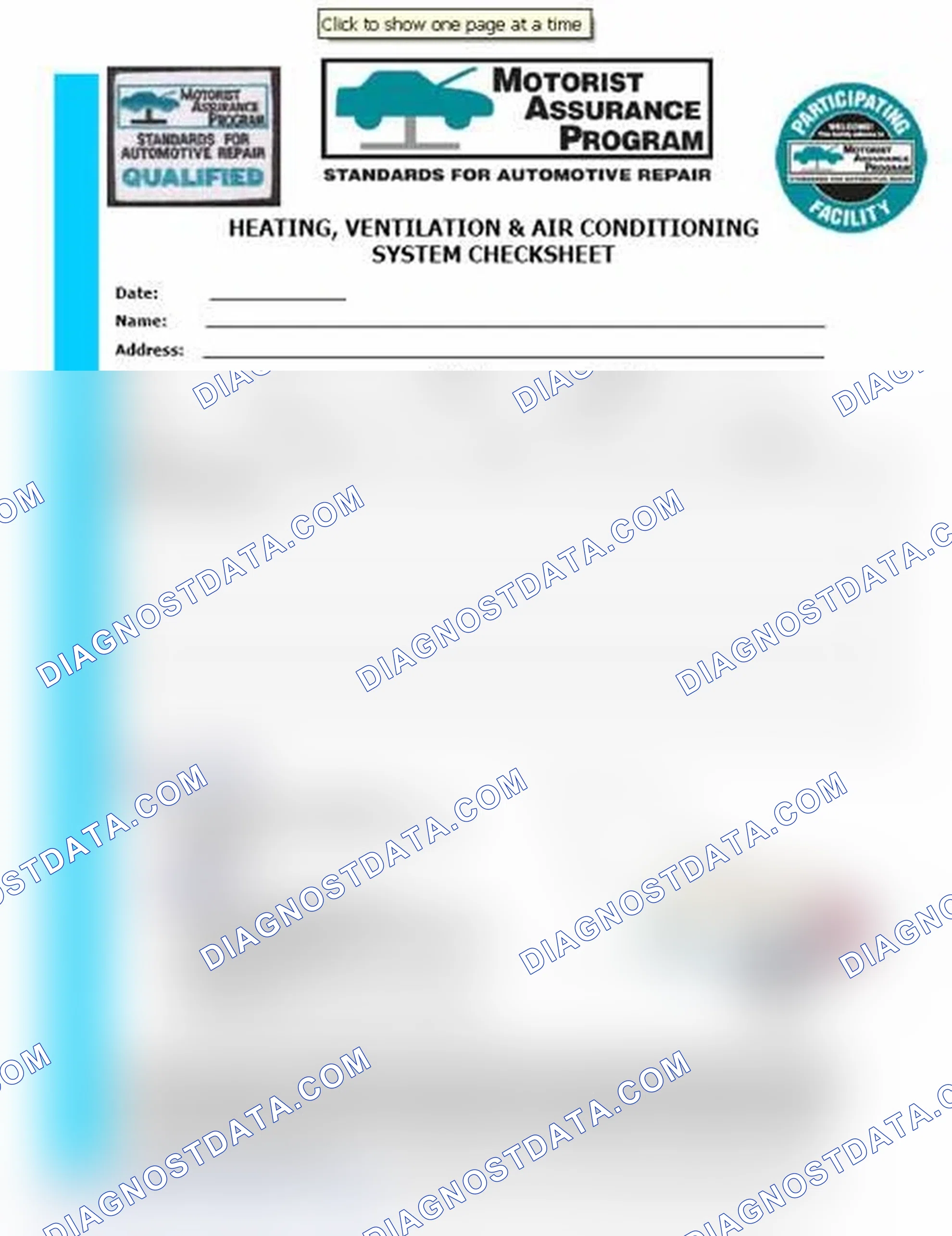 Scheme 15: Heating, Ventilation & Air Conditioning System Checksheet (1 Of 2)
