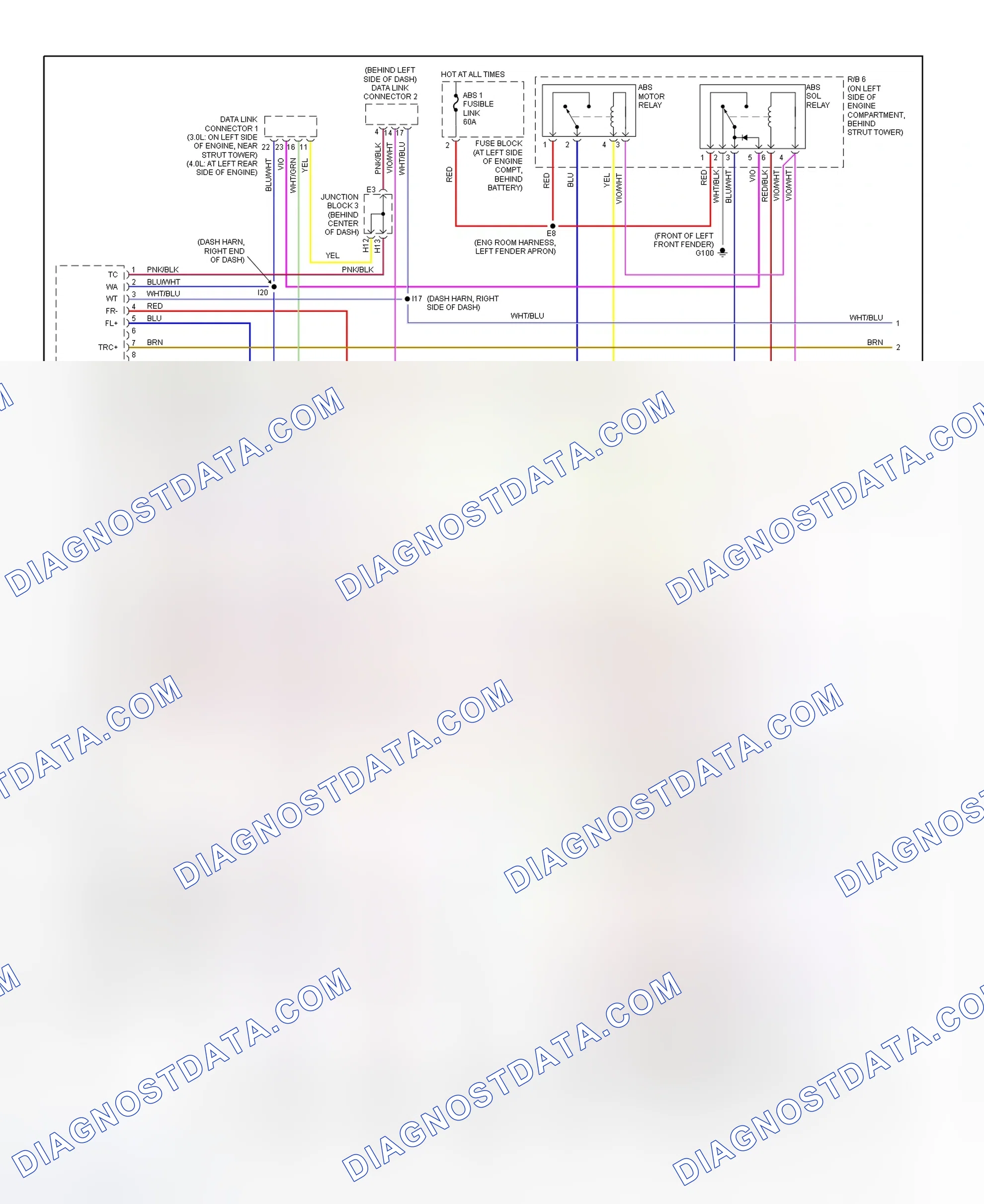Fig. 4: Anti-Lock Brake System/Traction Control Wiring Diagram (SC300 & SC400 - 1 Of 2)