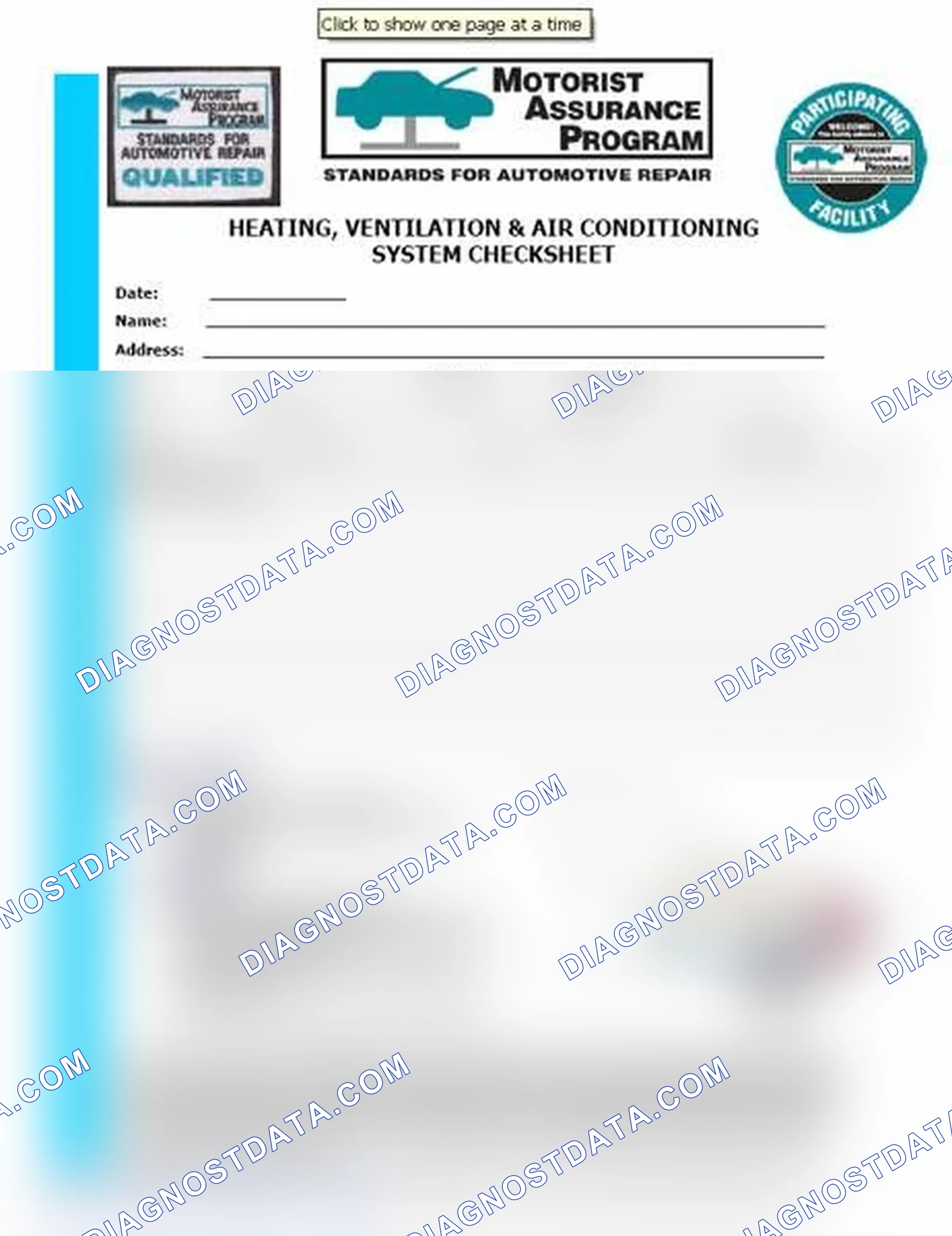 Scheme 15: Heating, Ventilation & Air Conditioning System Checksheet (1 Of 2)