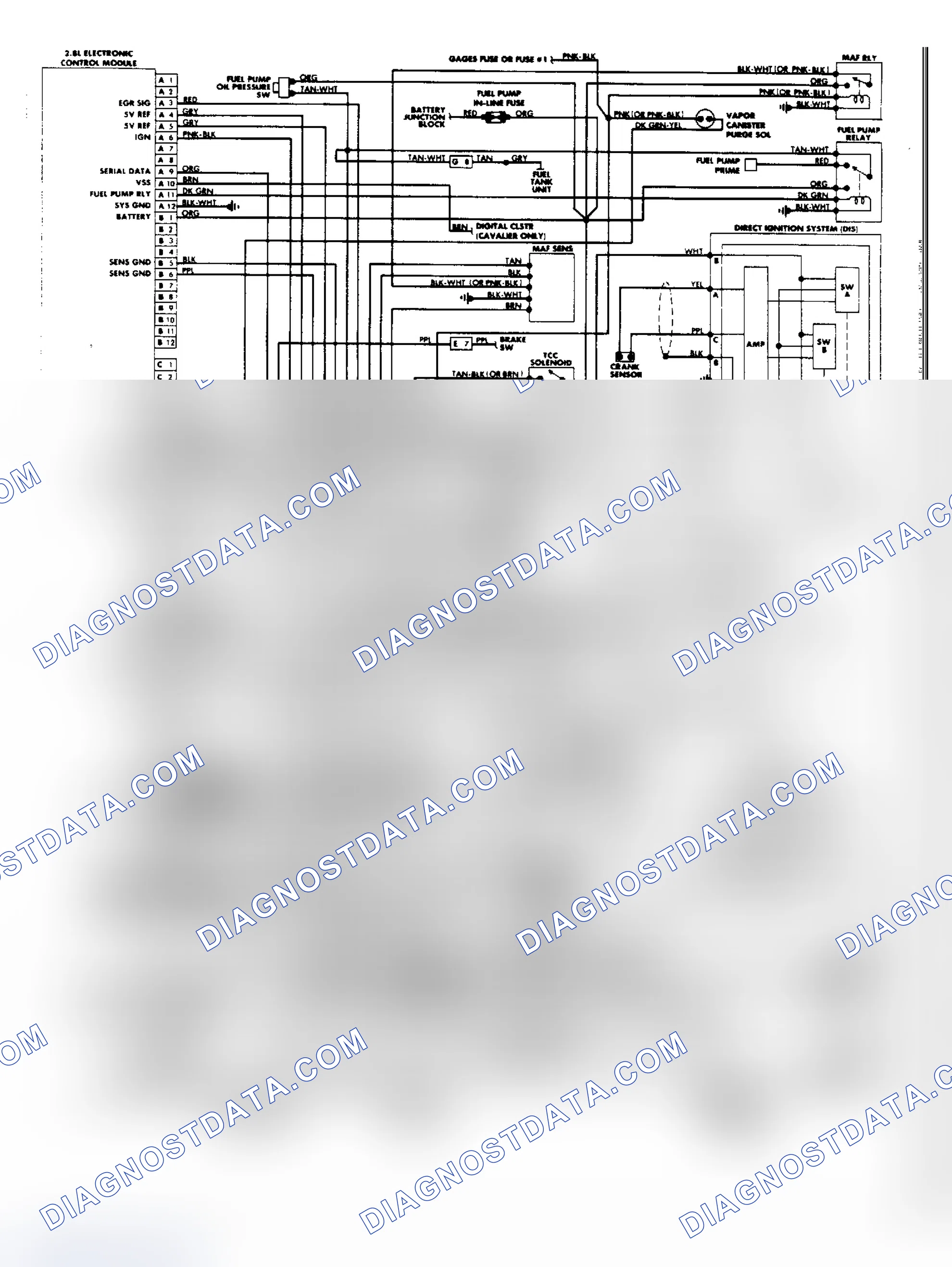 Scheme 692: PFI Wiring Diagram (2.8L Cavalier & Firenza)