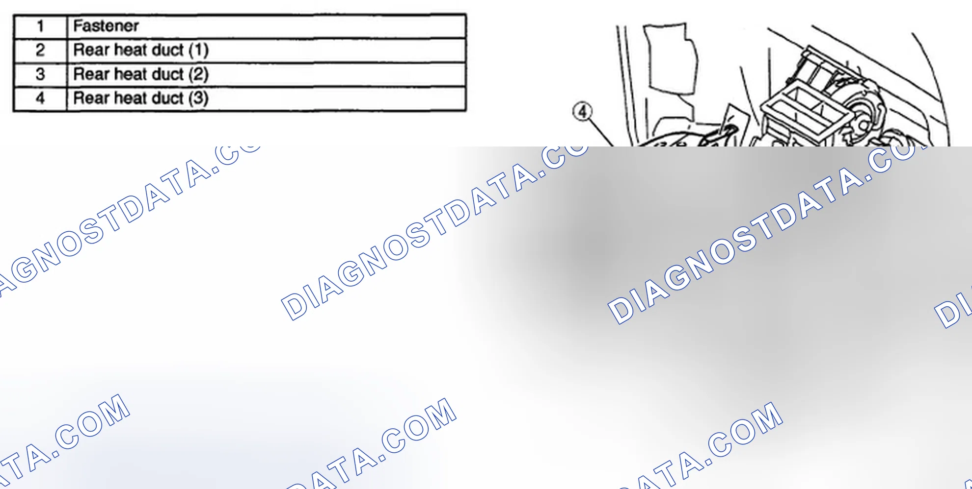 Scheme 123: REAR HEAT DUCT REMOVAL/INSTALLATION