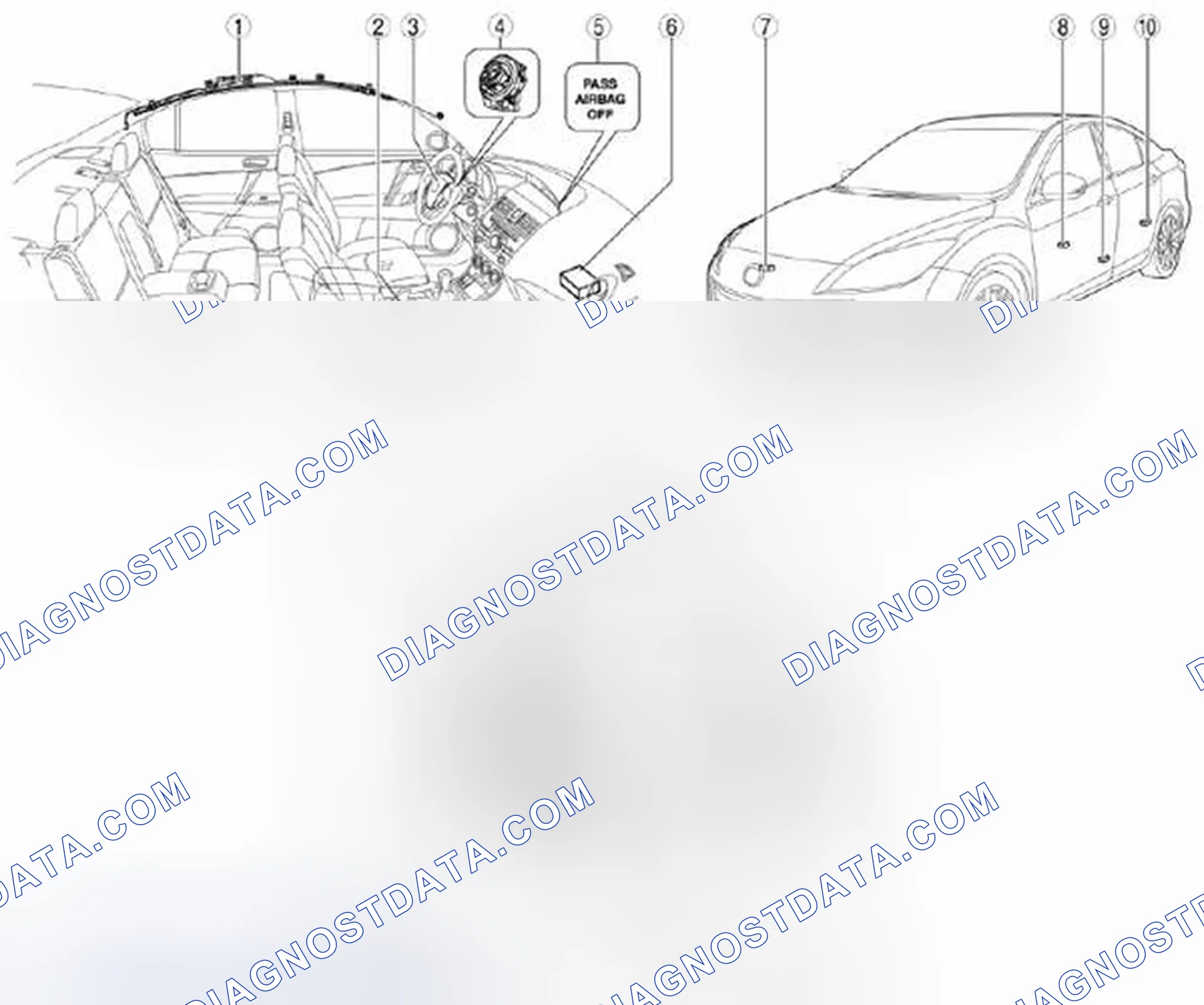 Fig. 2: Identifying Air Bag System Components Location [Two-Step Deployment Control System] (1 Of 2)