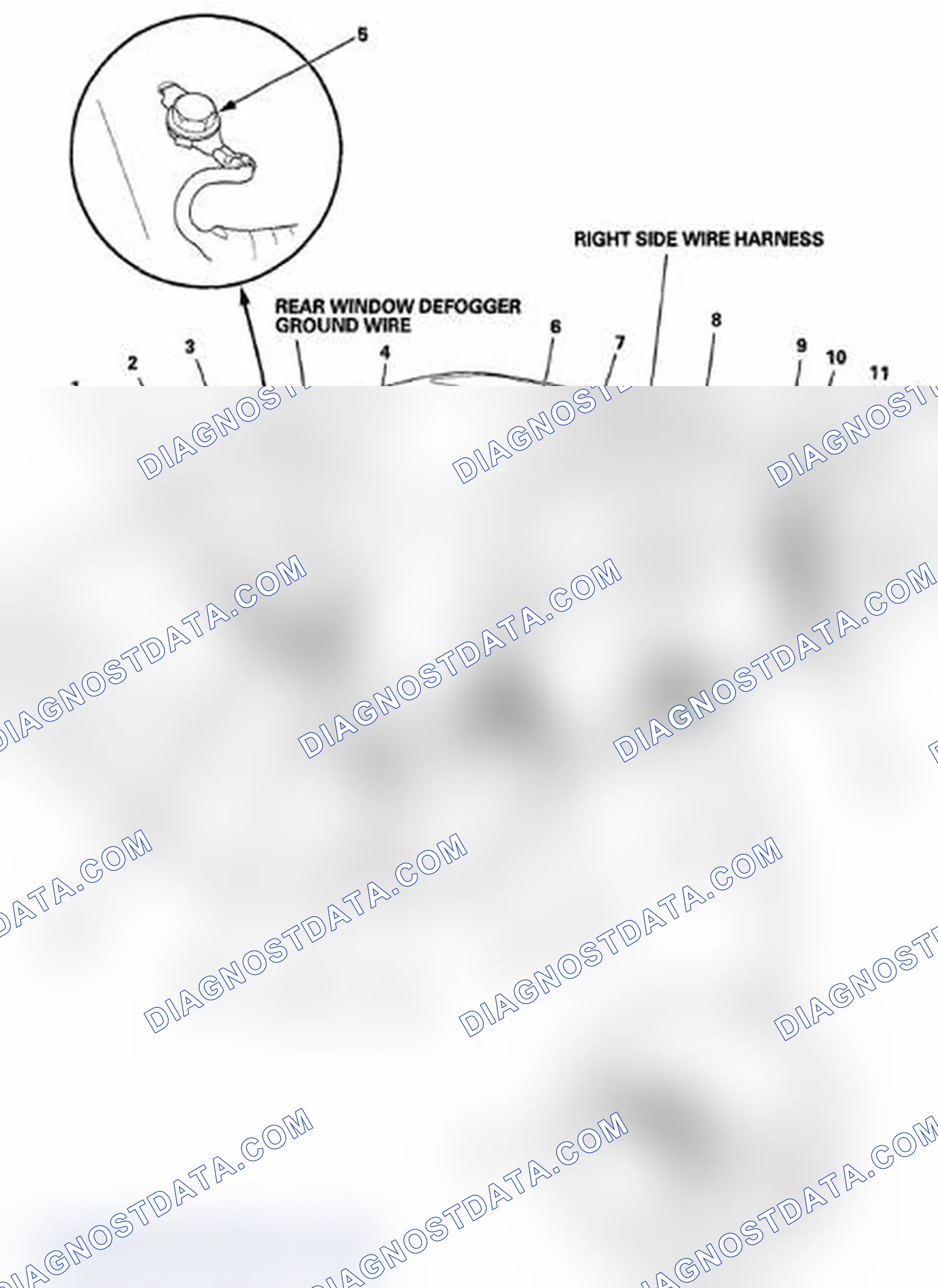 Scheme 35: Identifying Right Side Wire Harness And Rear Window Defogger Ground Wire