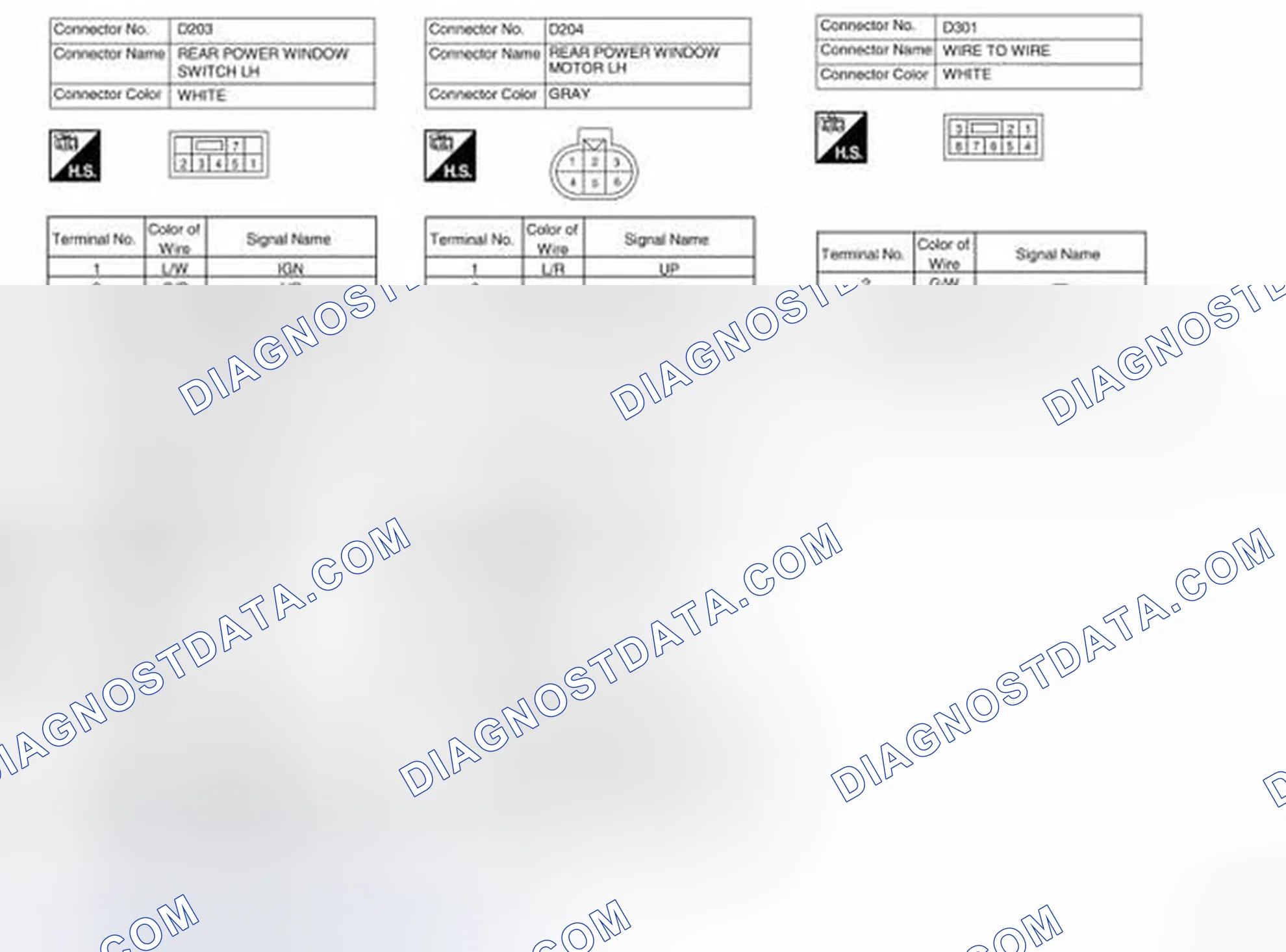 Scheme 14: Power Window System/With Left Only Power Window Anti-Pinch System Connectors (7 Of 7)