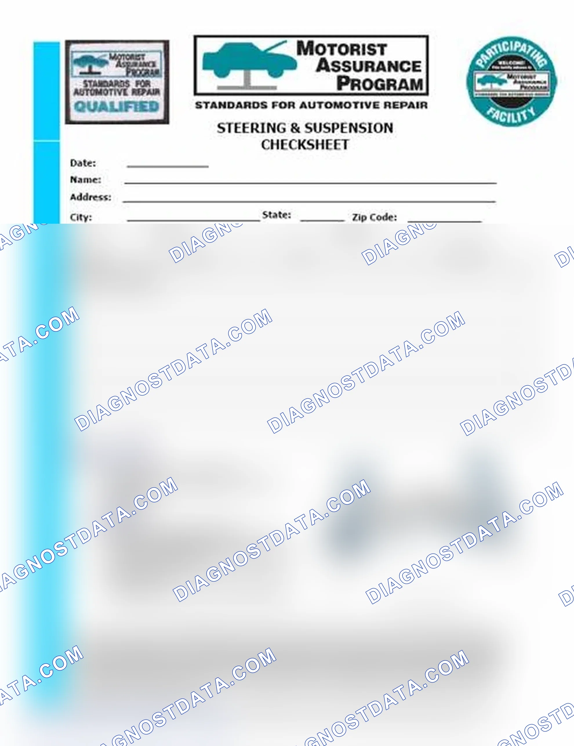 Scheme 11: Steering & Suspension Checksheet (1 Of 2)