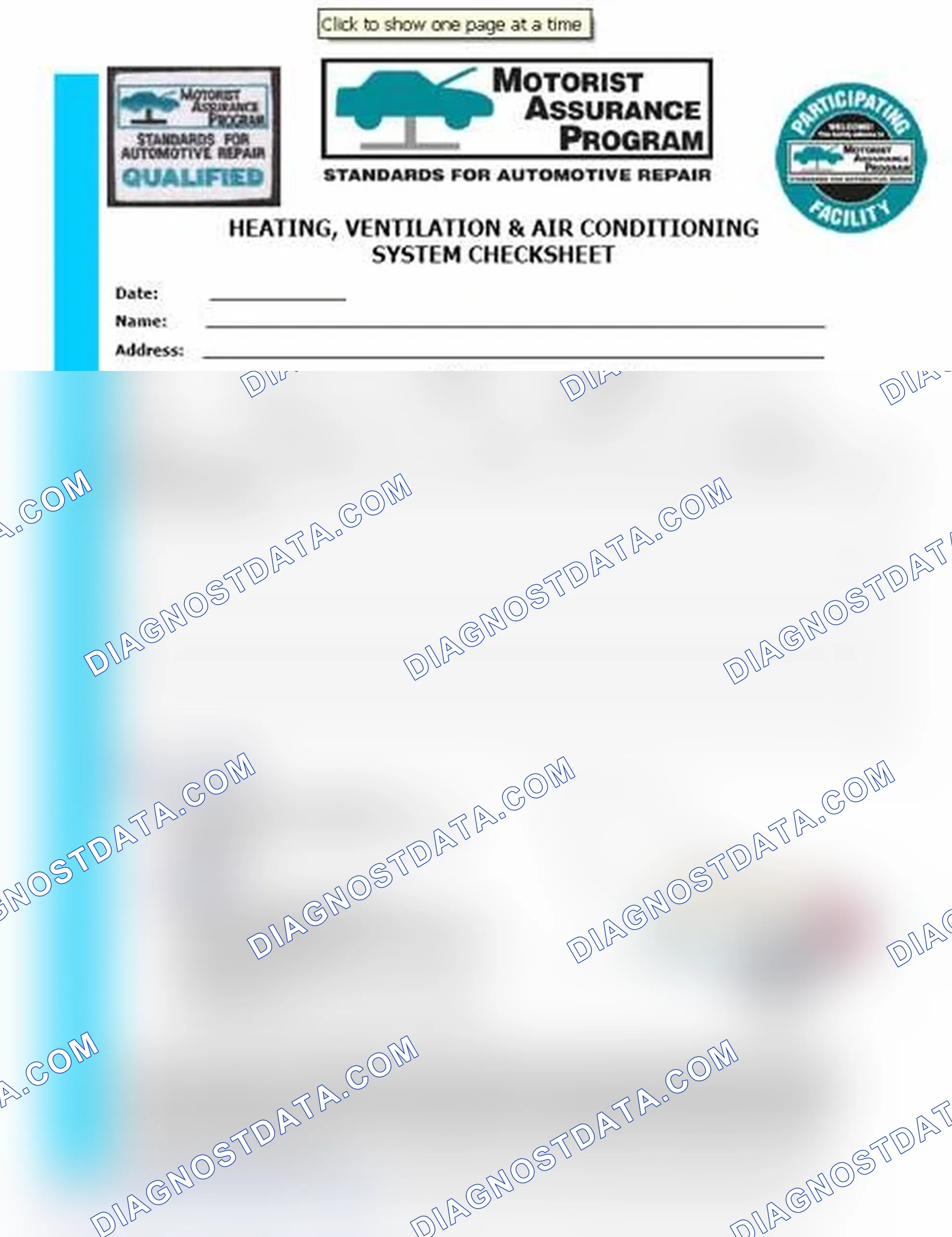 Scheme 15: Heating, Ventilation & Air Conditioning System Checksheet (1 Of 2)