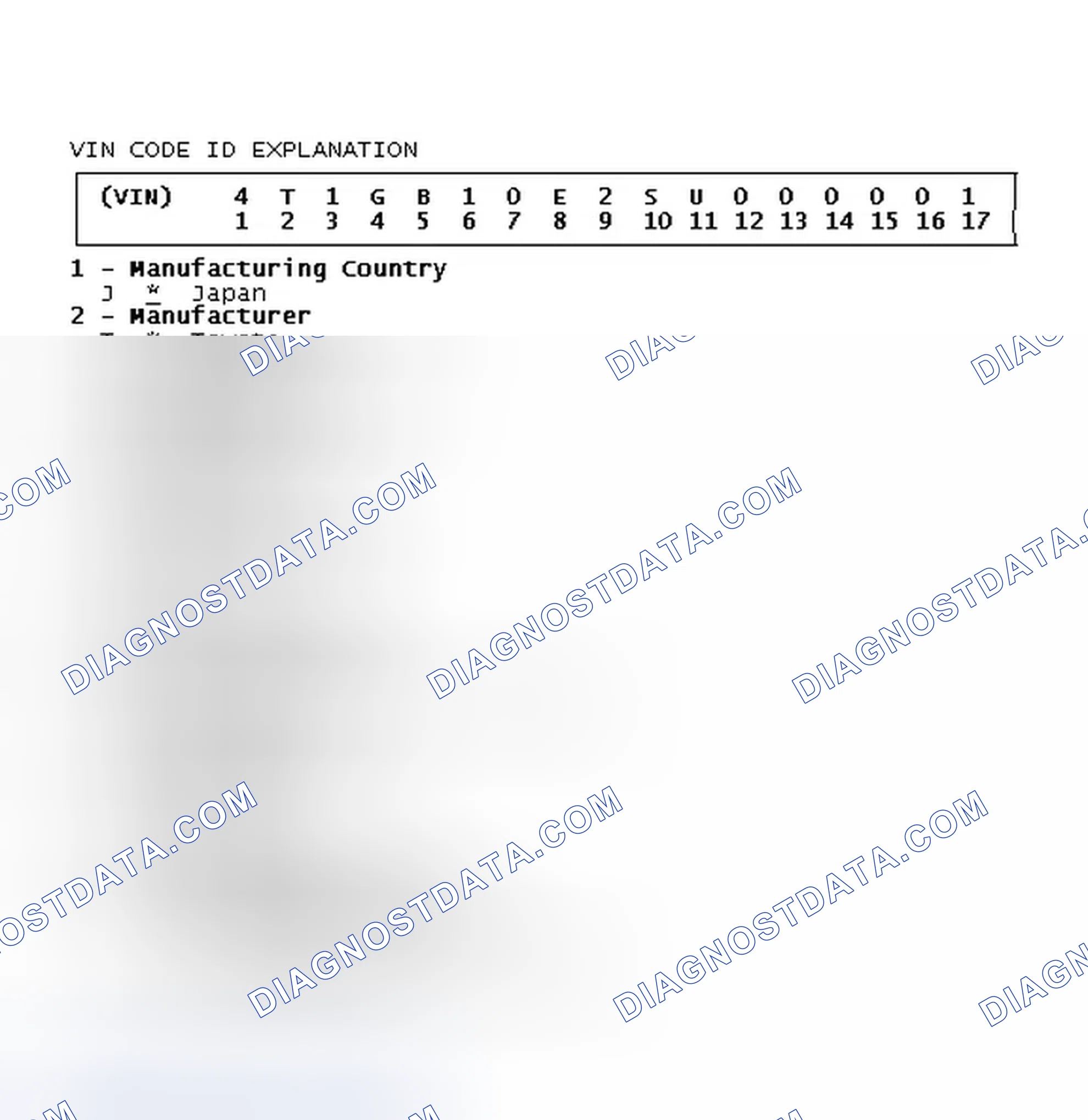 Scheme 15: VIN Code ID Explanation
