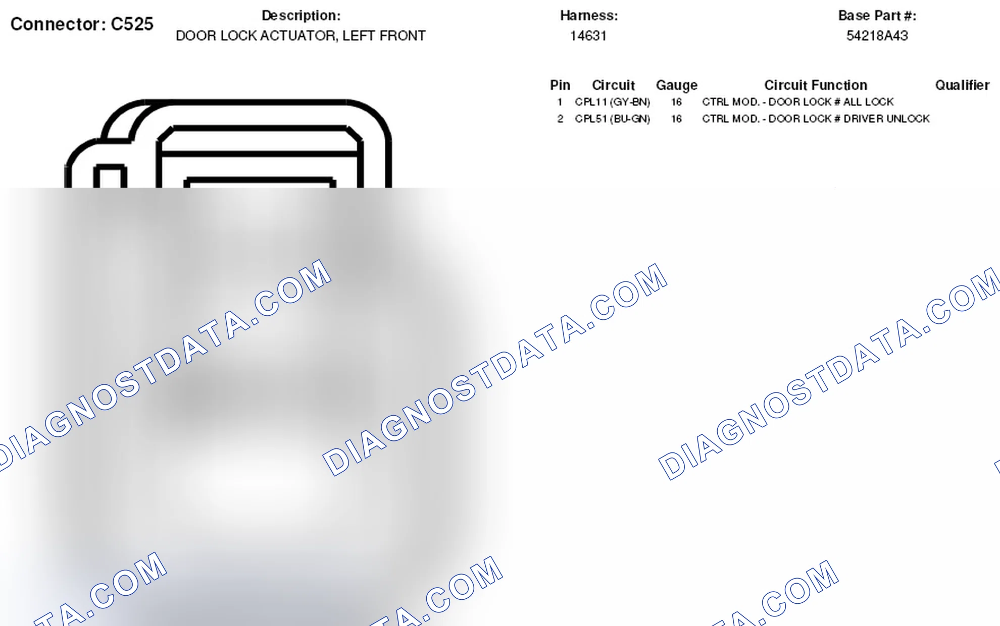Scheme 148: Left Front Door Lock Actuator Connector End View (C525)