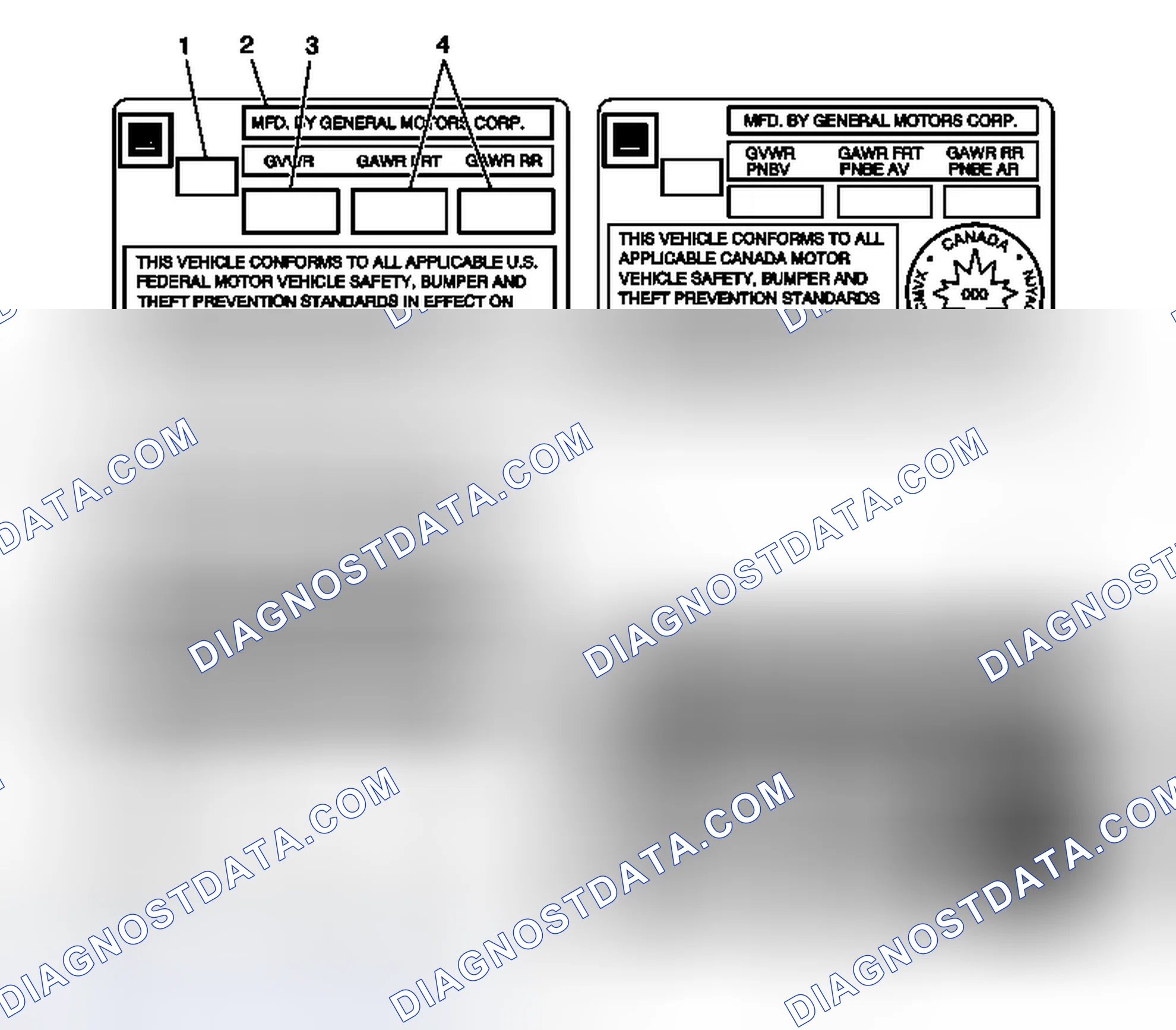 Scheme 1: Vehicle Certification, Tire Placard, Anti-Theft, and Service Parts ID Label