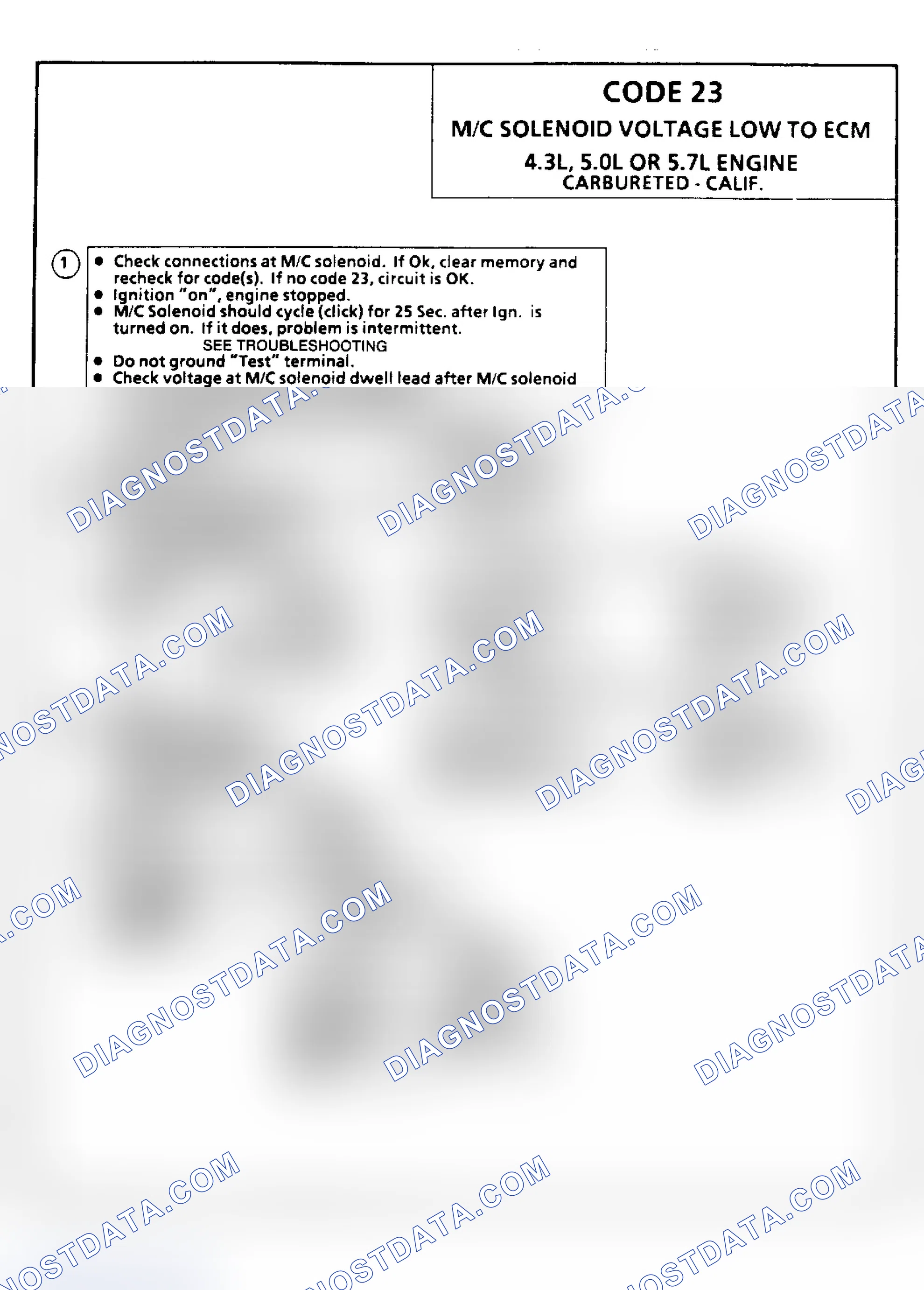 Scheme 109: Code 23: M/C Solenoid Circuit Low To ECM