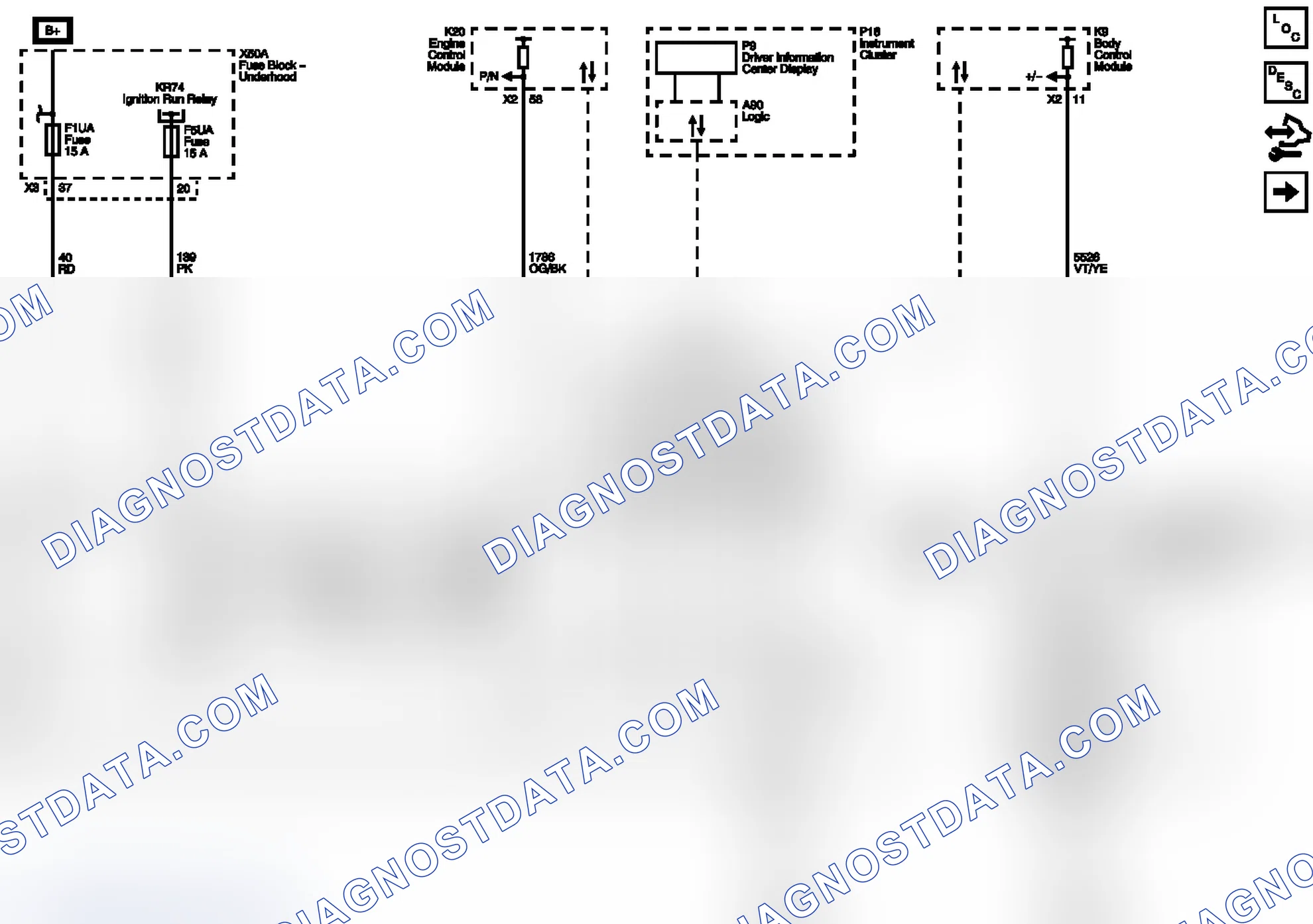 Scheme 30: Module Power, Ground, Serial Data, MIL, and Tap Up/Tap Down Wiring Schematics