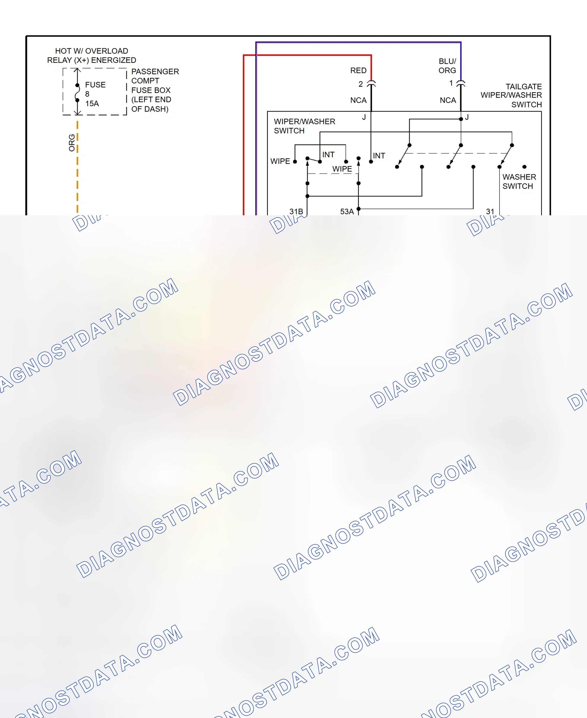Fig. 14: Rear Wiper/Washer System Wiring Diagram (S90 & V90)