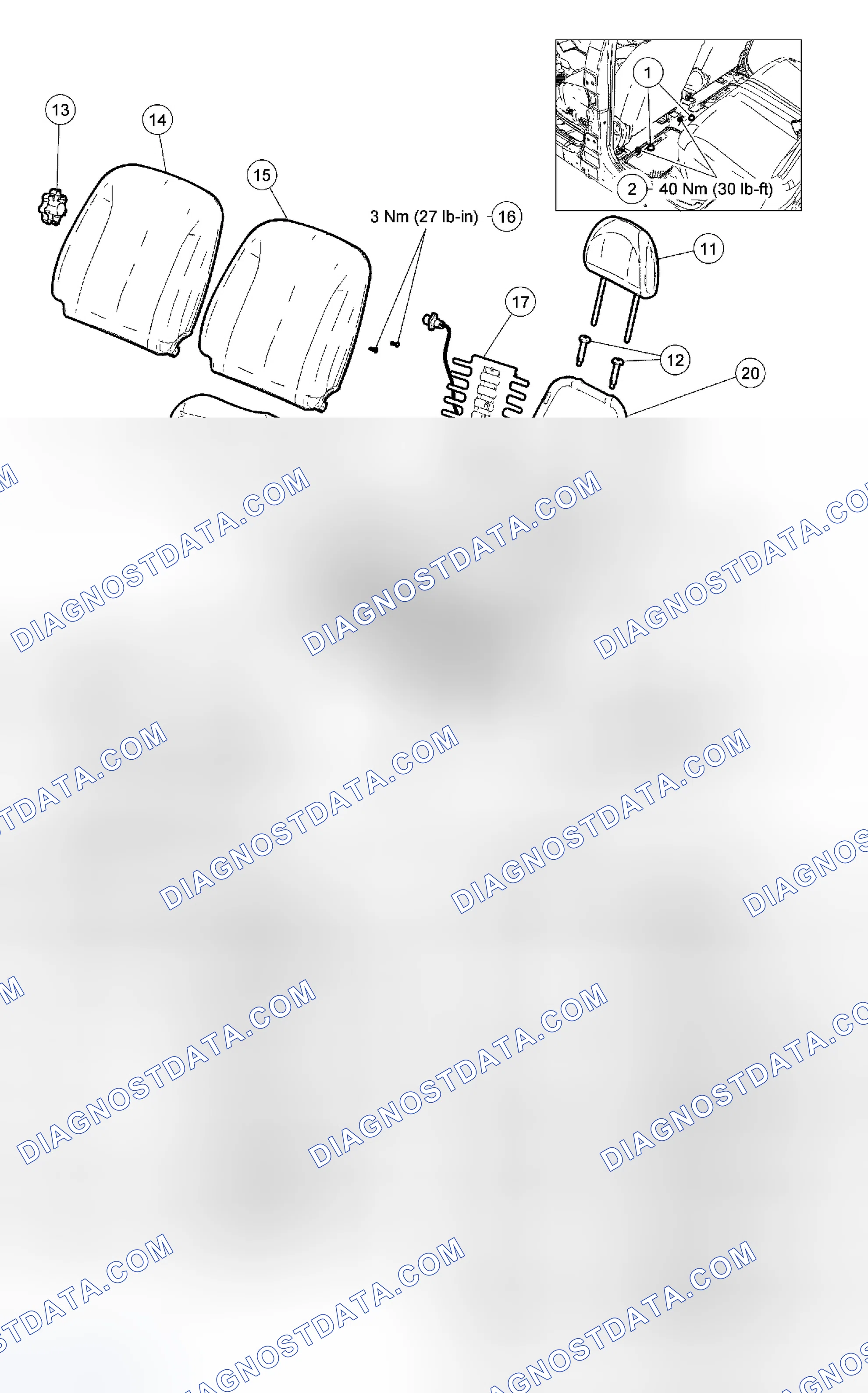 Scheme 74: Seat - Exploded View, Front
