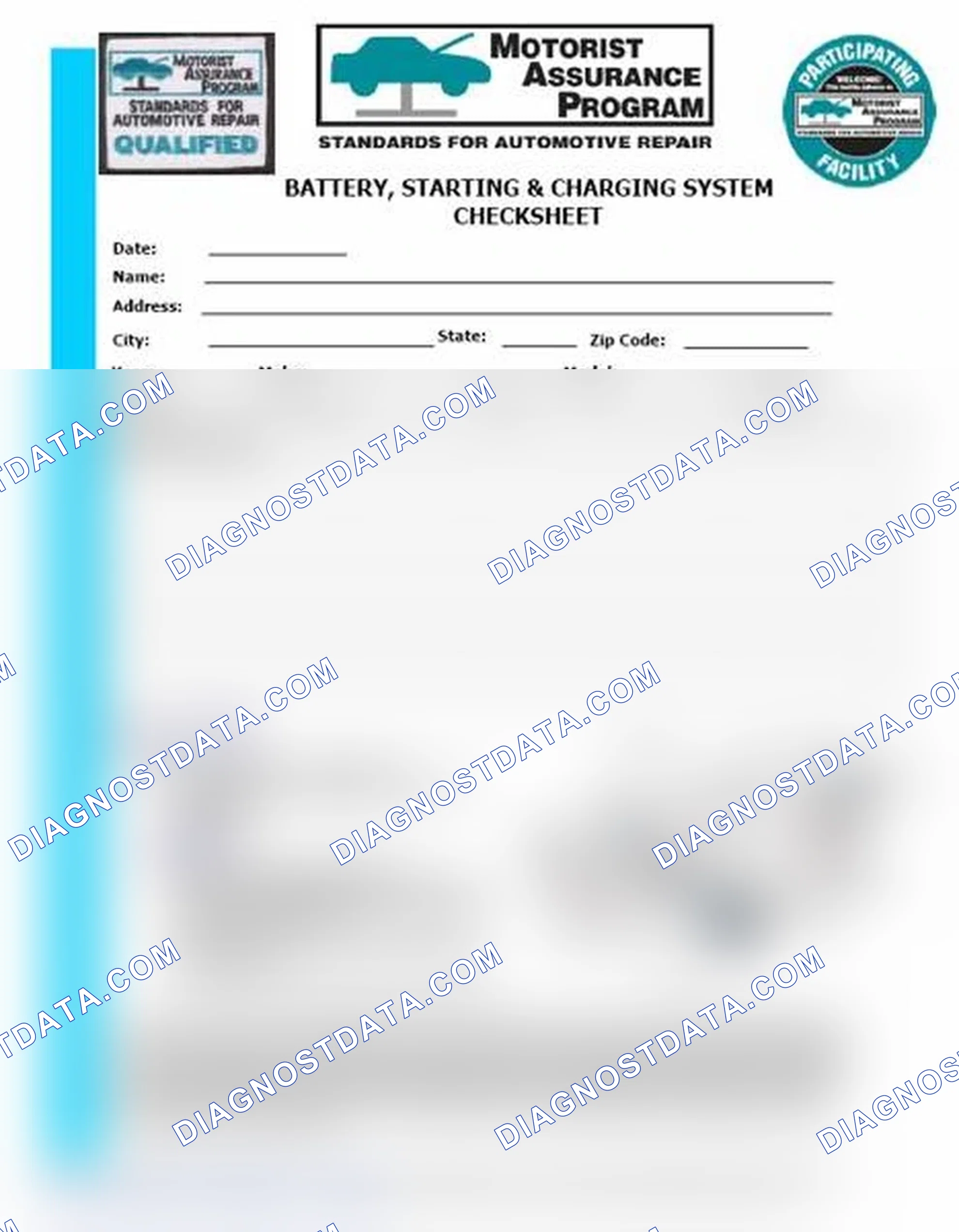 Scheme 3: Battery, Starting & Charging System Checksheet (1 Of 2)