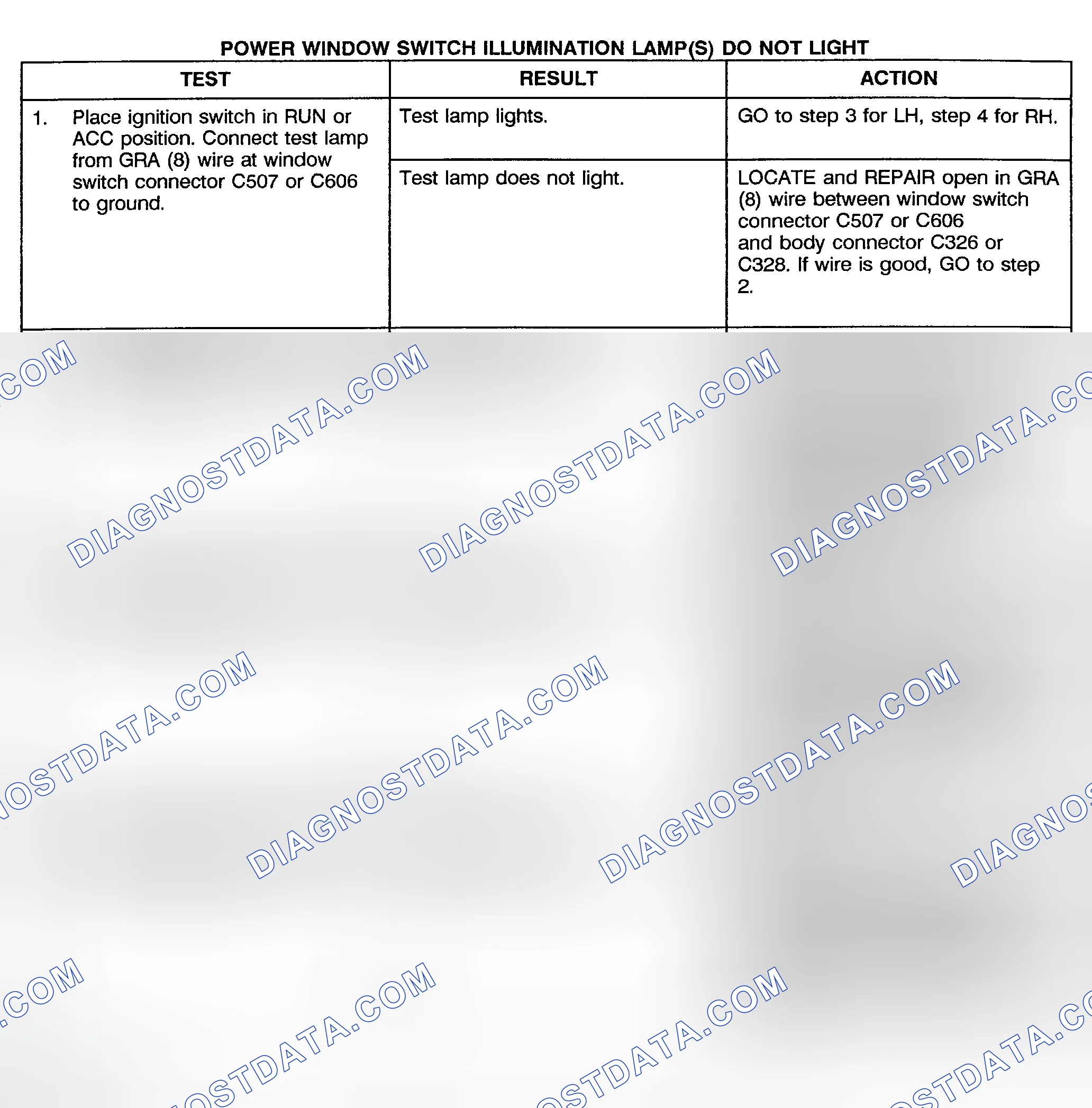 Scheme 7: TEST G: POWER WINDOW SWITCH ILLUMINATION LAMP(S) DO NOT LIGHT (CREW CAB, UTILITY & SUBURBAN)
