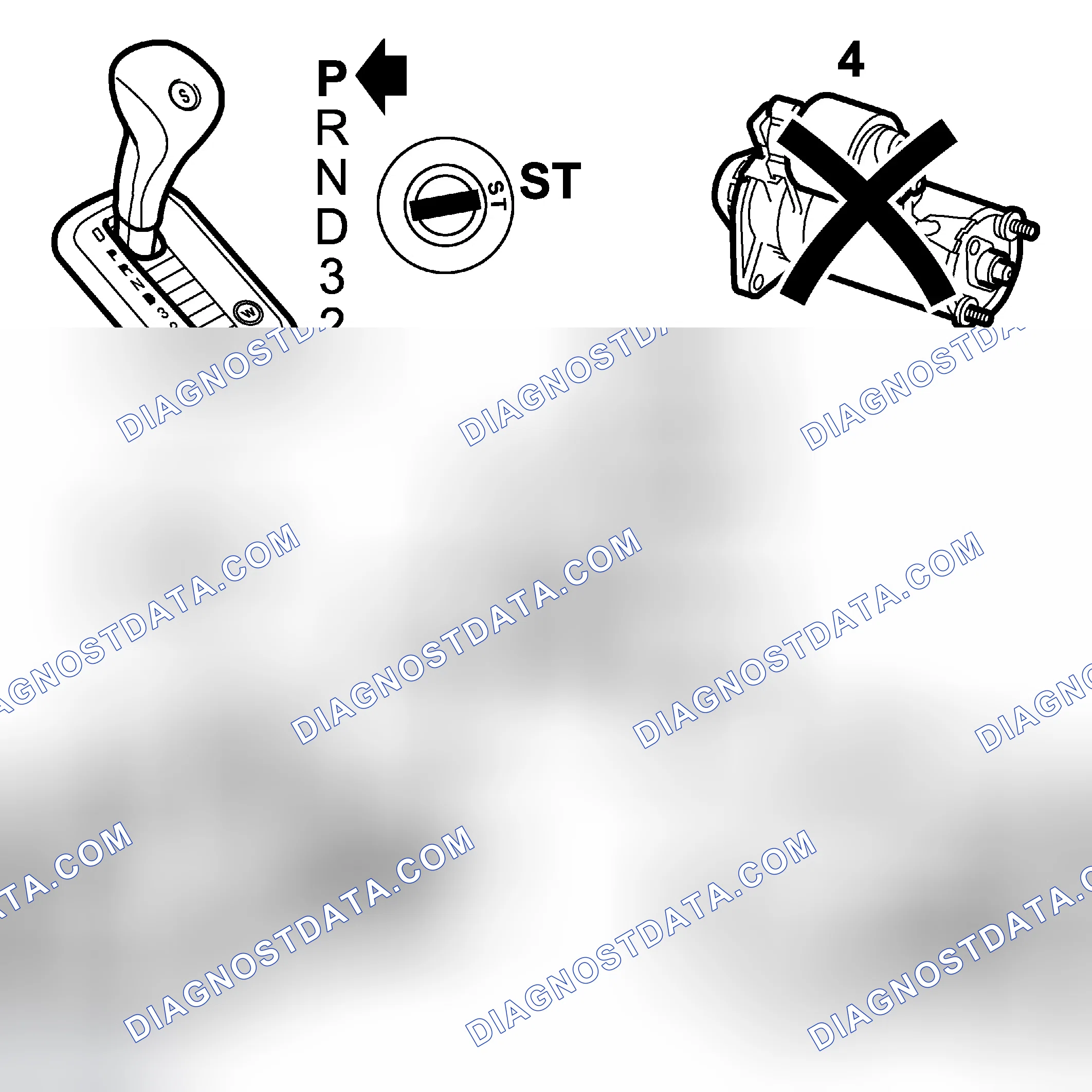 Scheme 101: Selector Lever position sensor - starting interlock switch