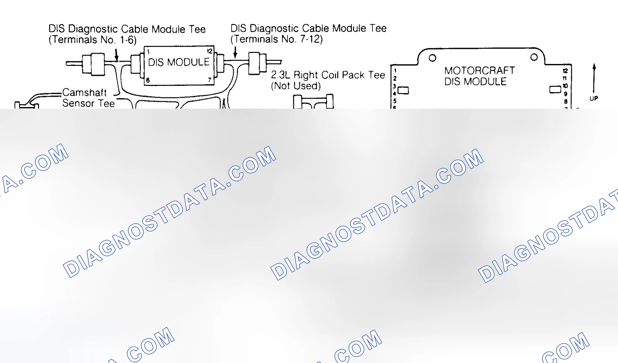 Scheme 162: DIS Diagnostic Cable & DIS Module Terminal Pins (3.0L SHO & 3.8L SC)