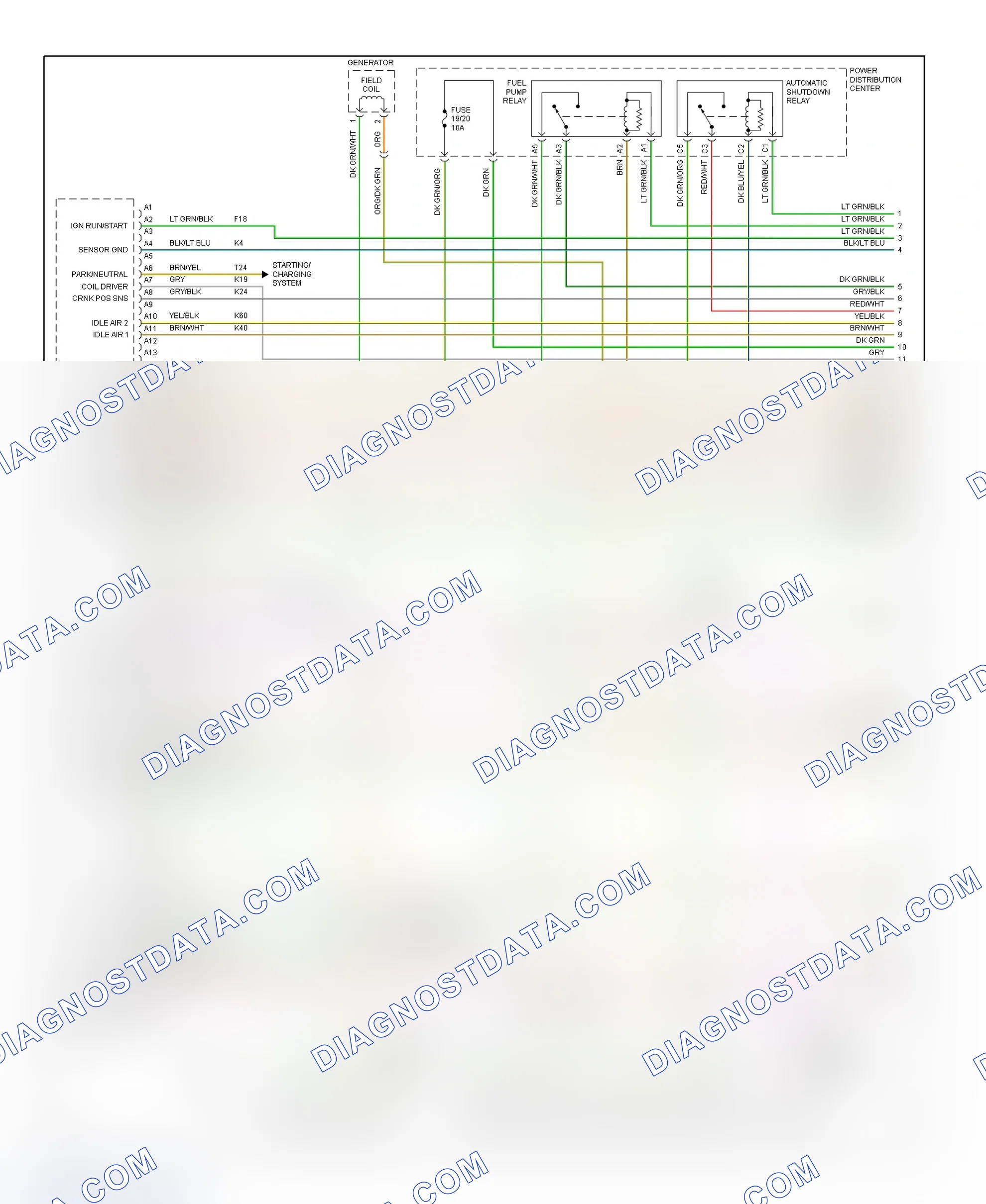 Scheme 55: PCM Wiring Diagram (Ram Van & Ram Wagon - 5.2L Gasoline & 5.9L - 1 Of 3)