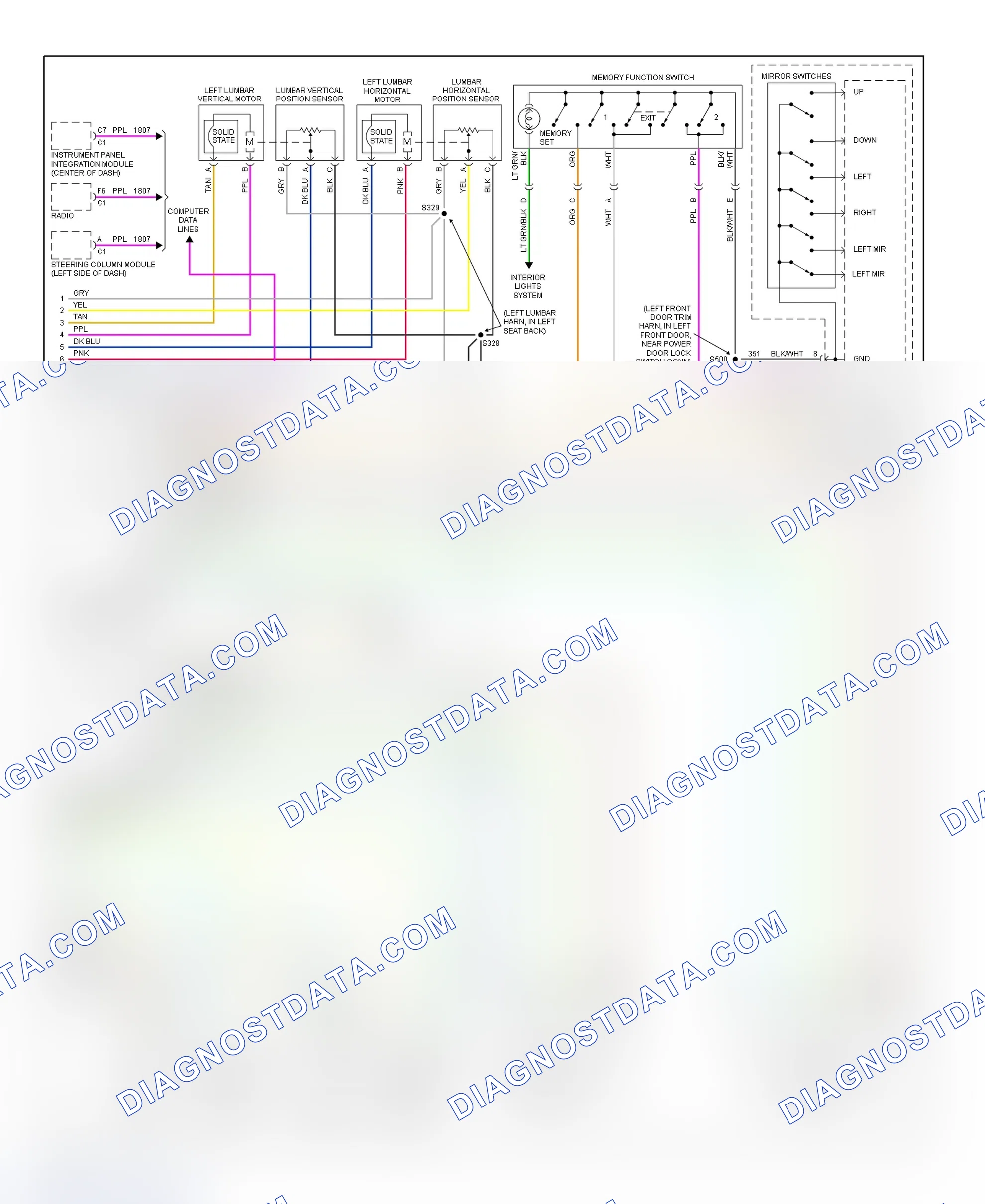 Scheme 15: Memory System Wiring Diagram (Seville W/Power Lumbar & Massage Memory Seat 2 Of 2)