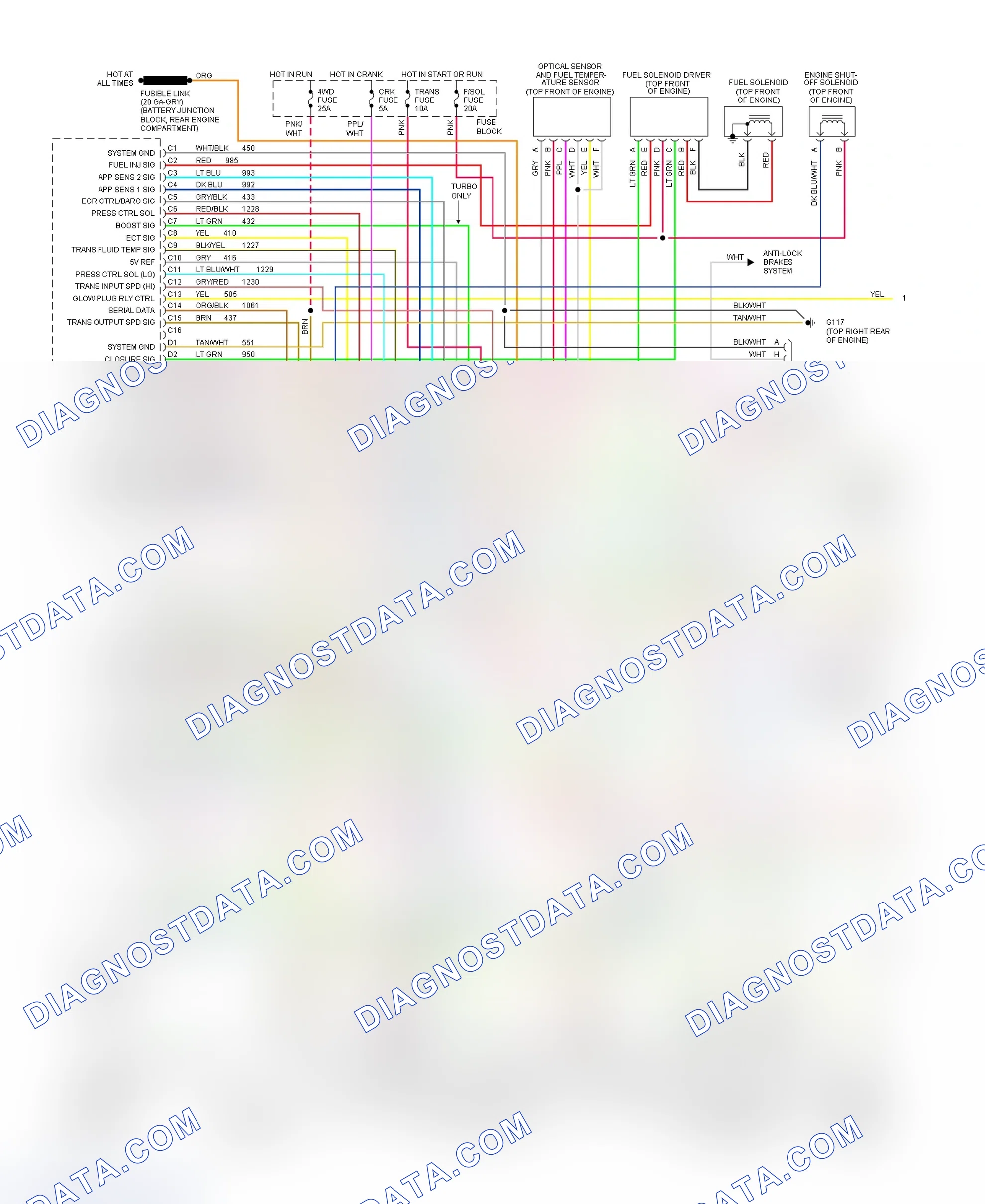 Scheme 388: Wiring Diagram For Blazer, Pickup, Sierra, Suburban & Yukon With 4L60-E (1 Of 2)