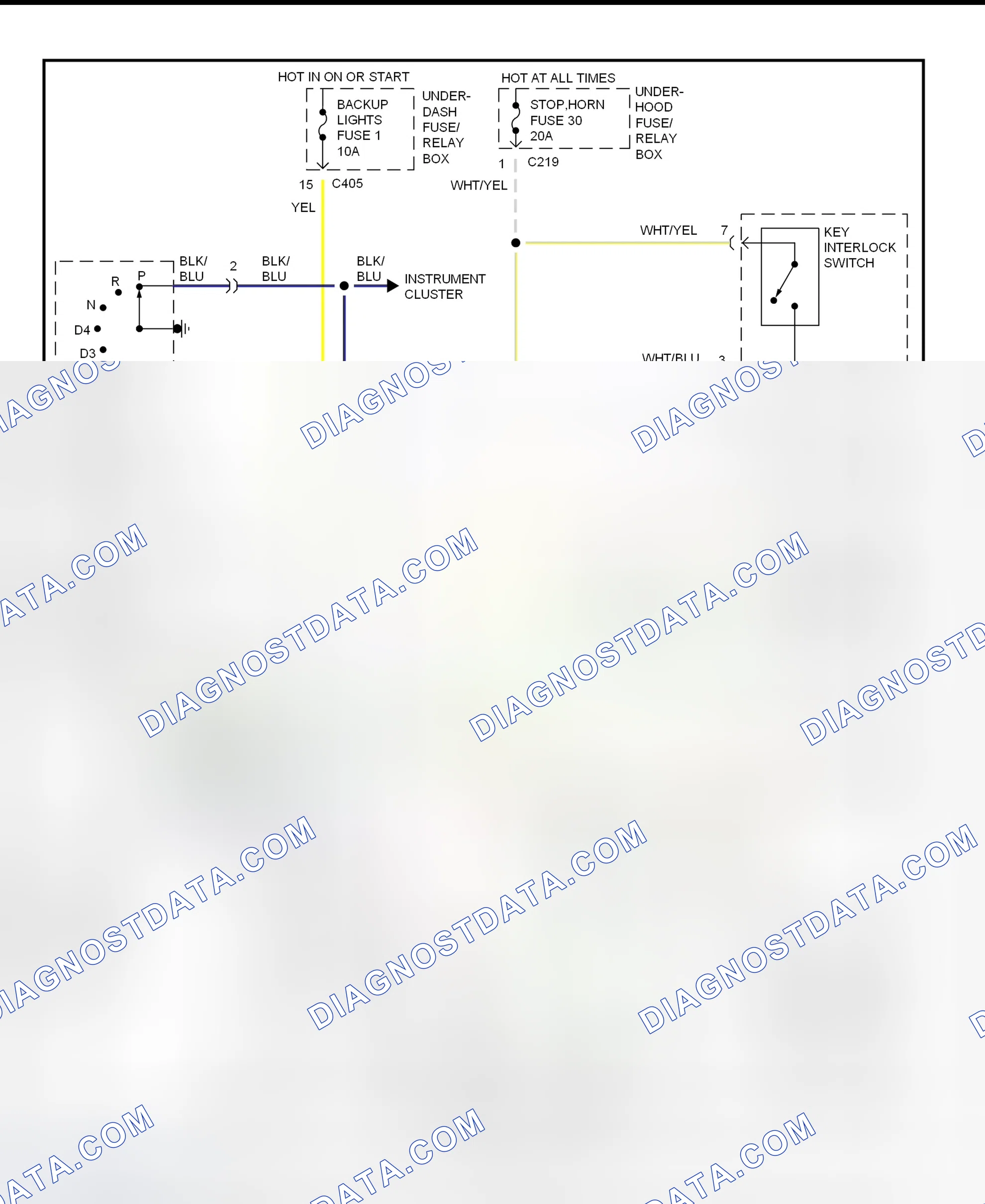 Scheme 44: Shift & Key Interlock System Wiring Schematic (1998 Acura 2.3CL & 3.0CL)