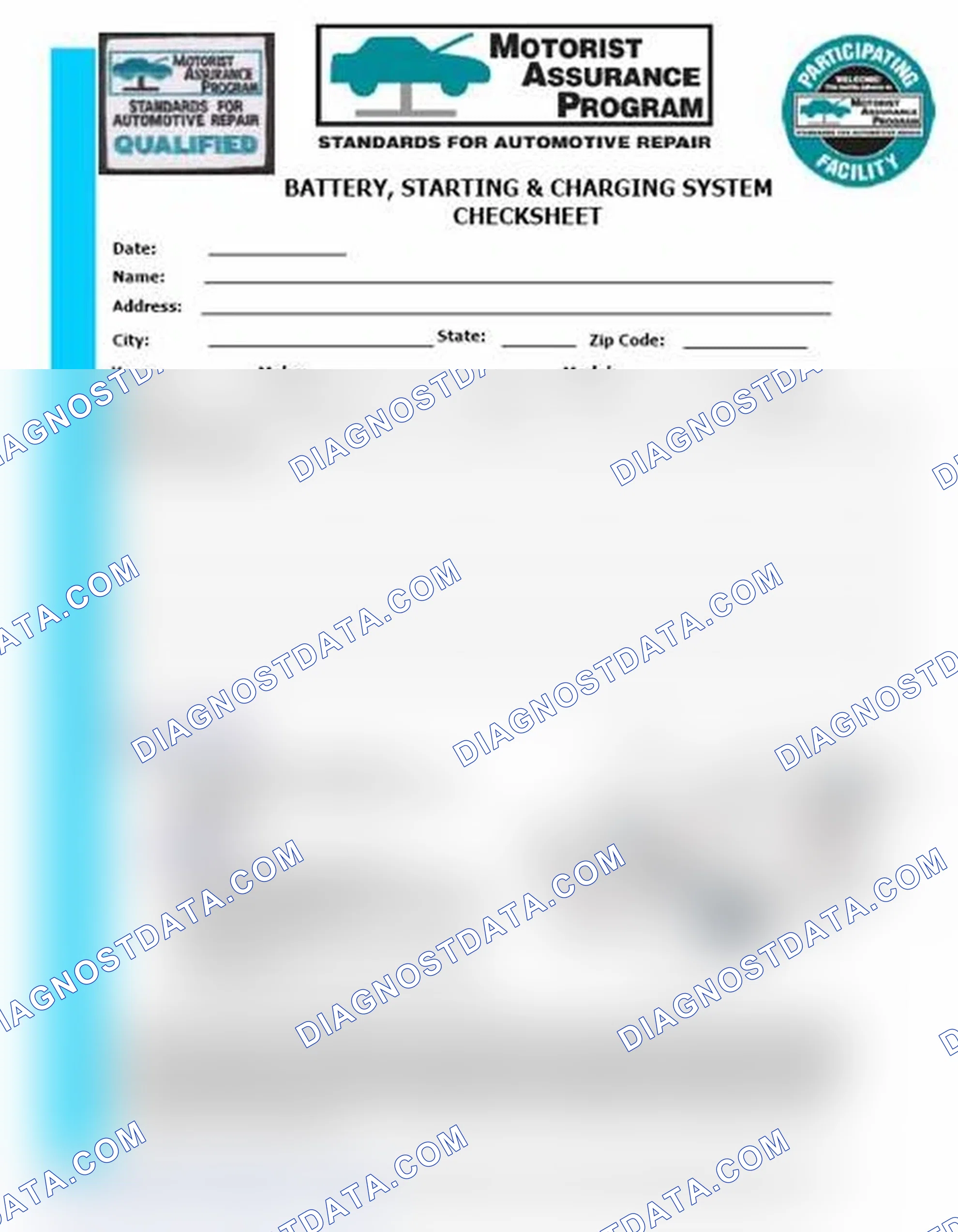 Scheme 3: Battery, Starting & Charging System Checksheet (1 Of 2)