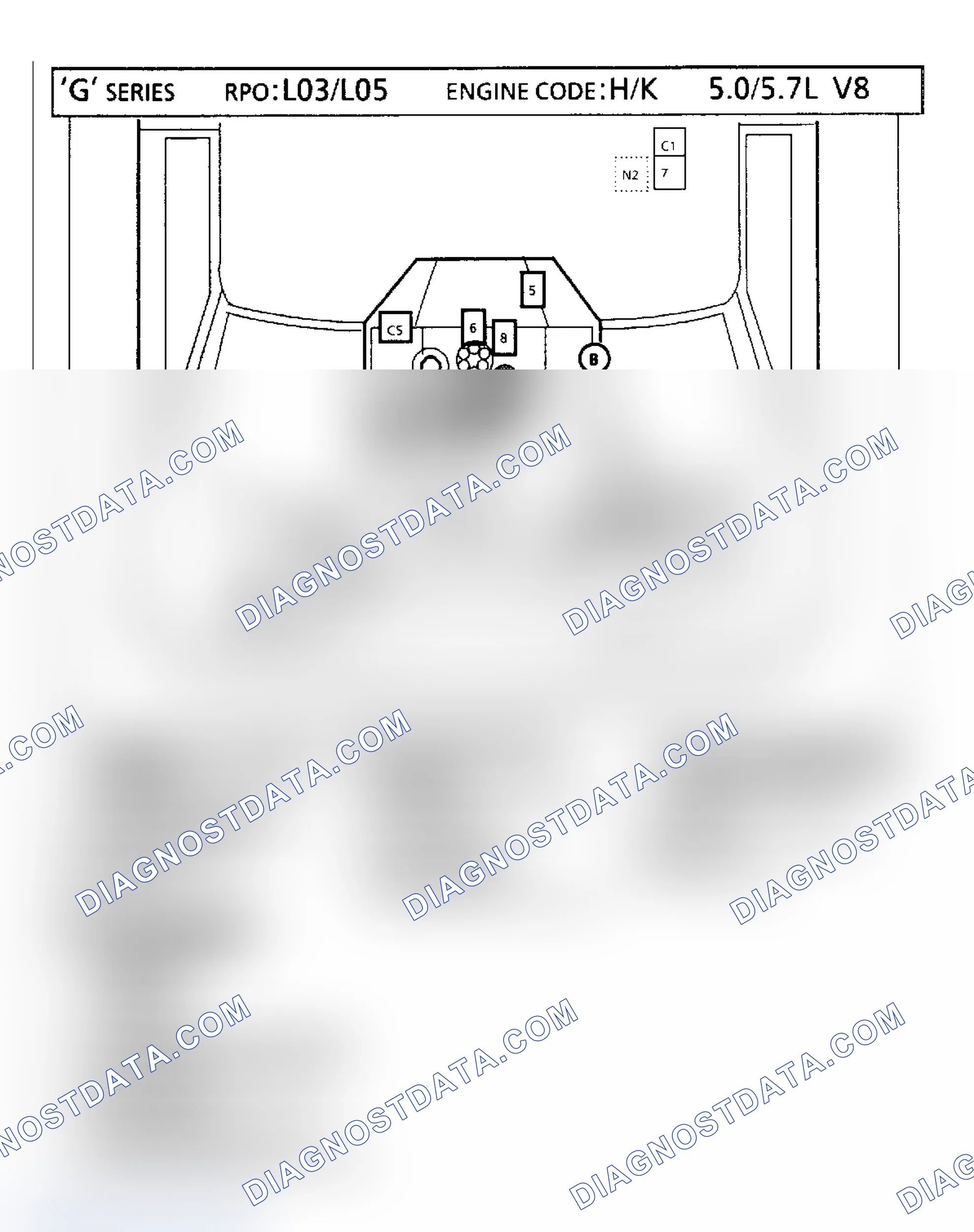 Scheme 106: 5.0L VIN "H"/5.7L VIN "K" "G" Series Van Component Locations