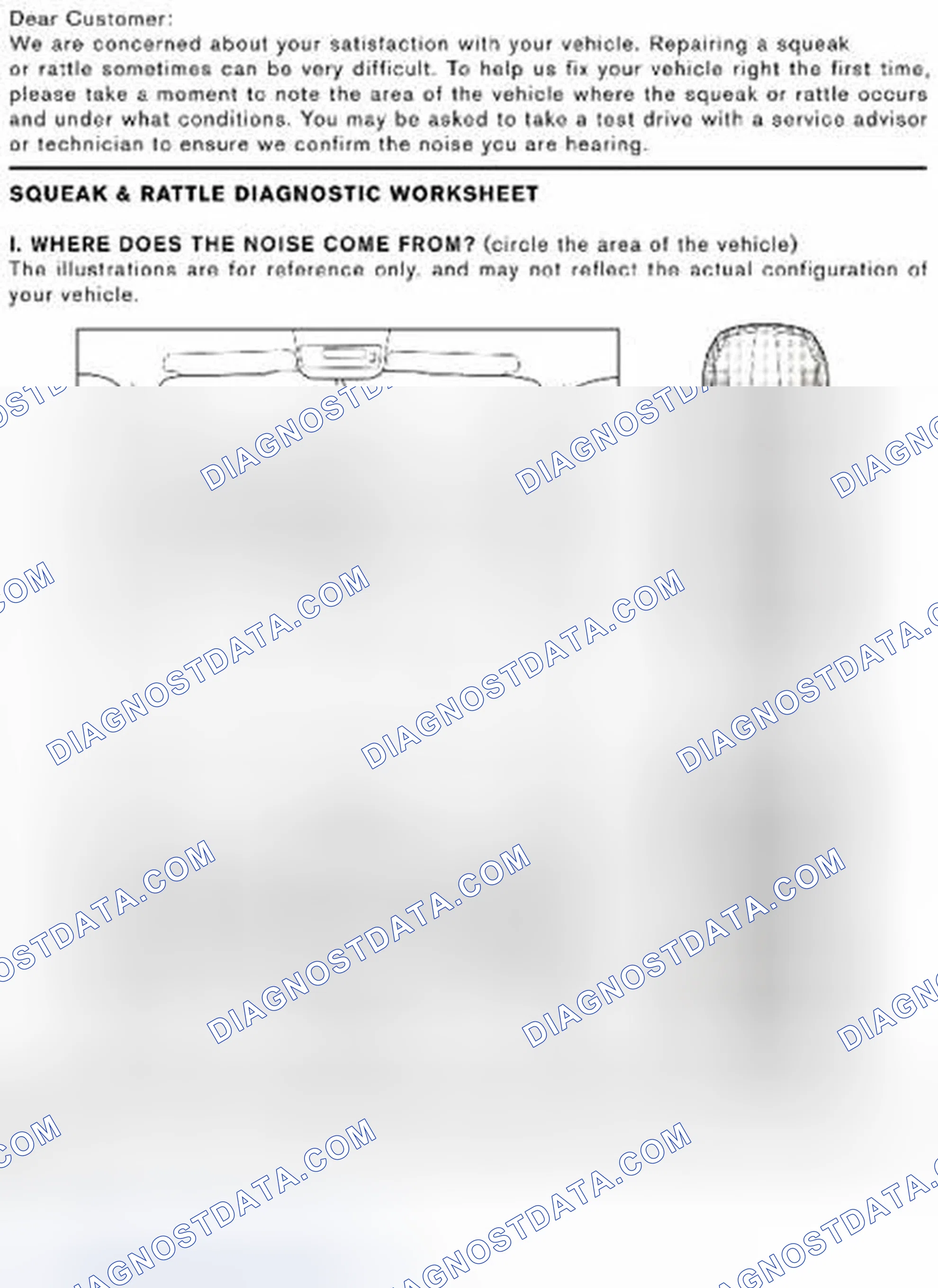 Scheme 60: Squeak and Rattle Trouble Diagnosis: Diagnostic Worksheet